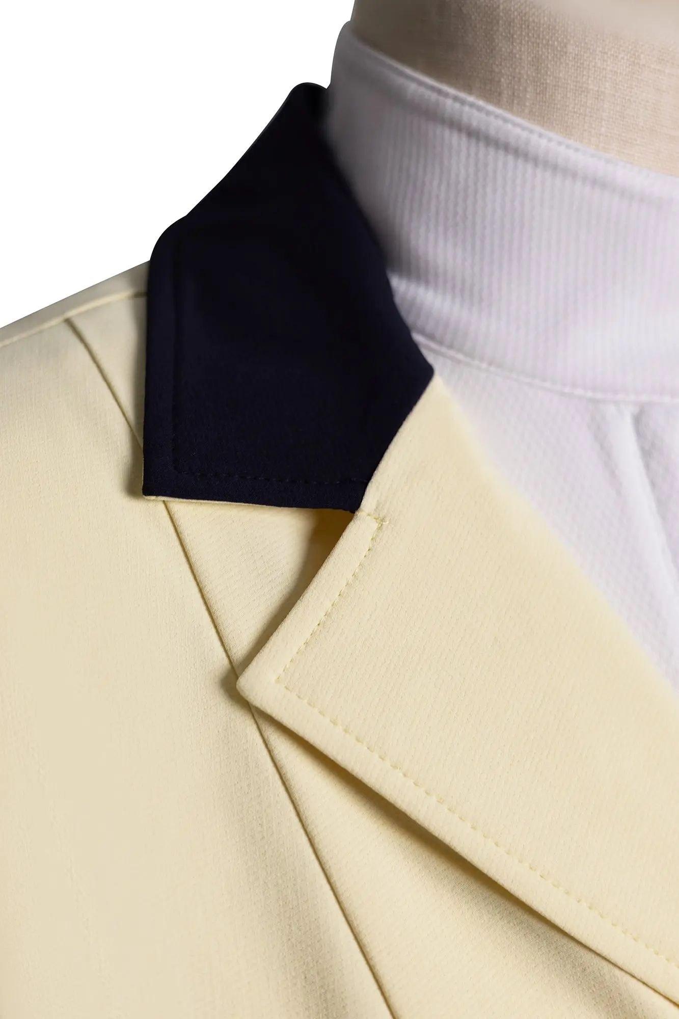 Grand Prix Ladies EQJ 3 Button Show Coat, Butter with Navy Collar - Image 2