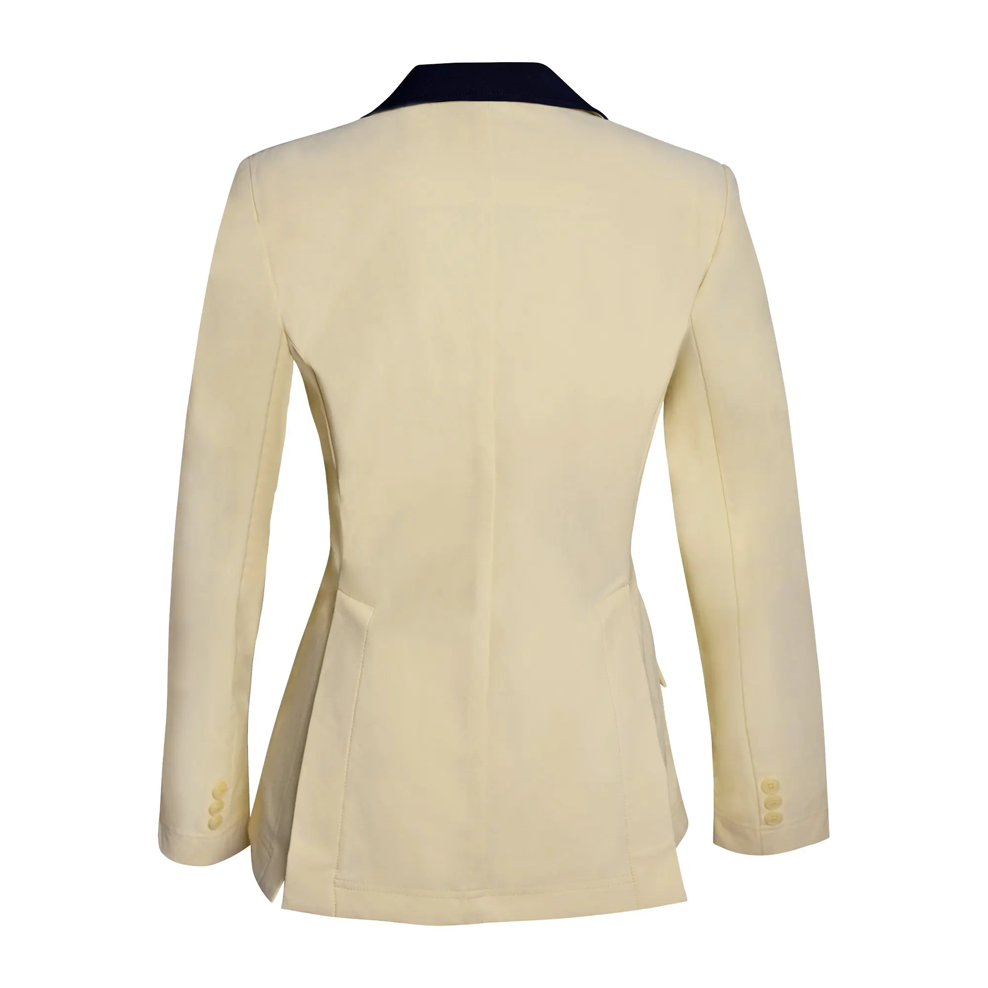 Grand Prix Ladies EQJ 3 Button Show Coat, Butter with Navy Collar - Image 5