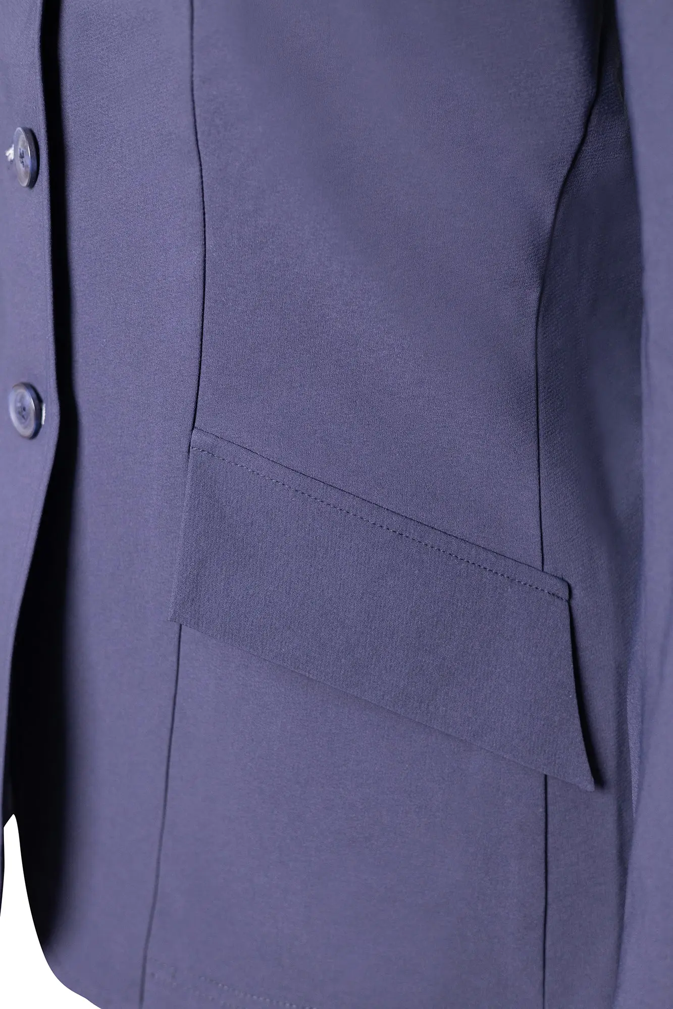 Grand Prix Ladies EQJ 3 Button Show Coat, Navy with Cadet Blue Collar - Image 4