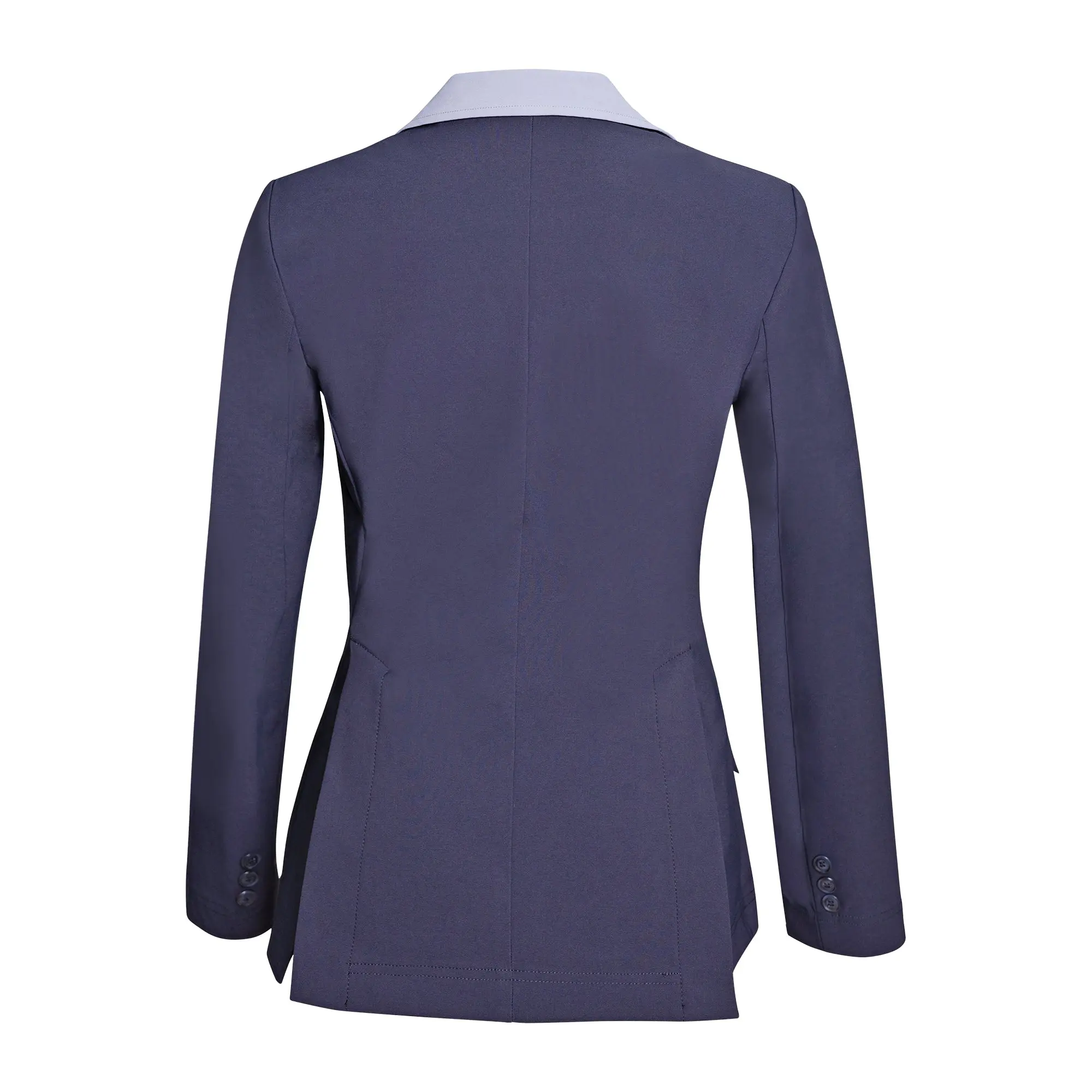 Grand Prix Ladies EQJ 3 Button Show Coat, Navy with Cadet Blue Collar - Image 5