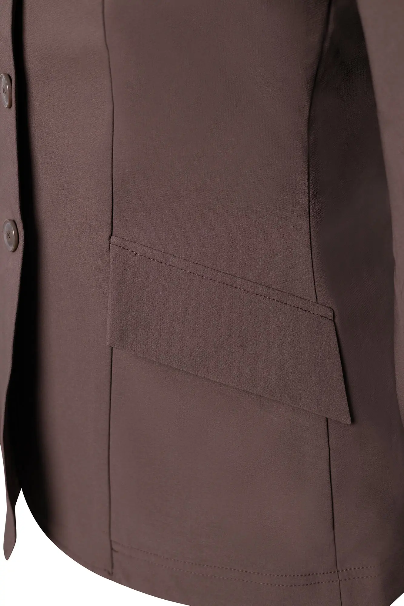Grand Prix Ladies EQJ 3 Button Show Coat, NY Tech Fabric, Chocolate - Image 3