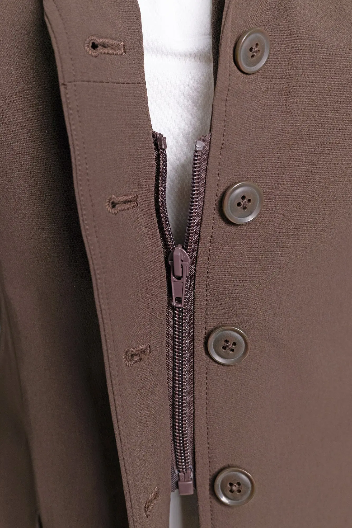 Grand Prix Quinn Show Jacket, 4 Button Front with Hidden Zipper Closure, Chocolate - Image 3