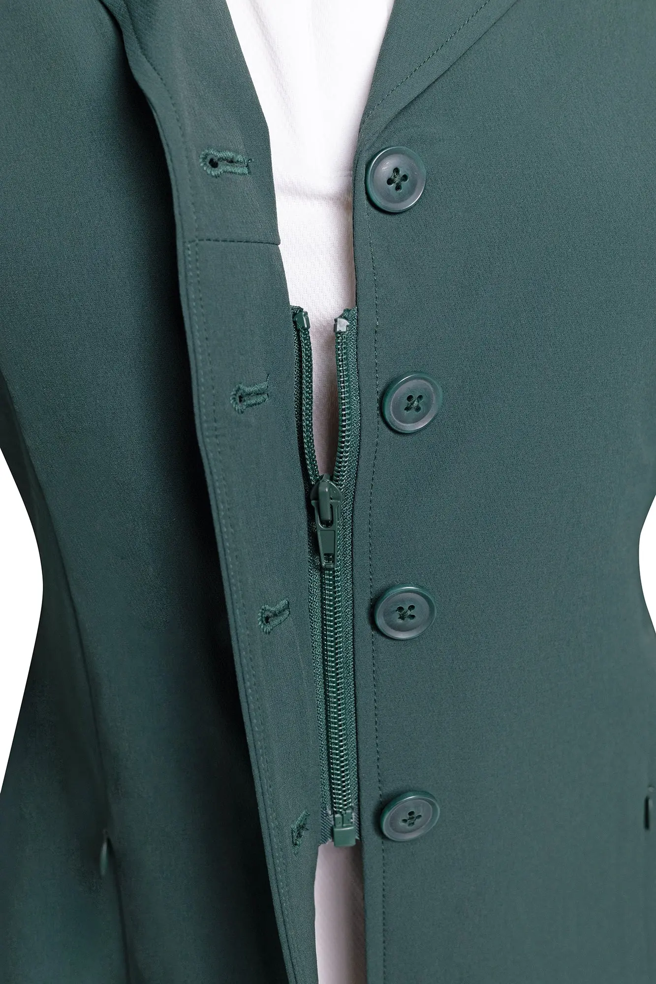 Grand Prix Quinn Show Jacket, 4 Button Front with Hidden Zipper Closure, New Green - Image 3
