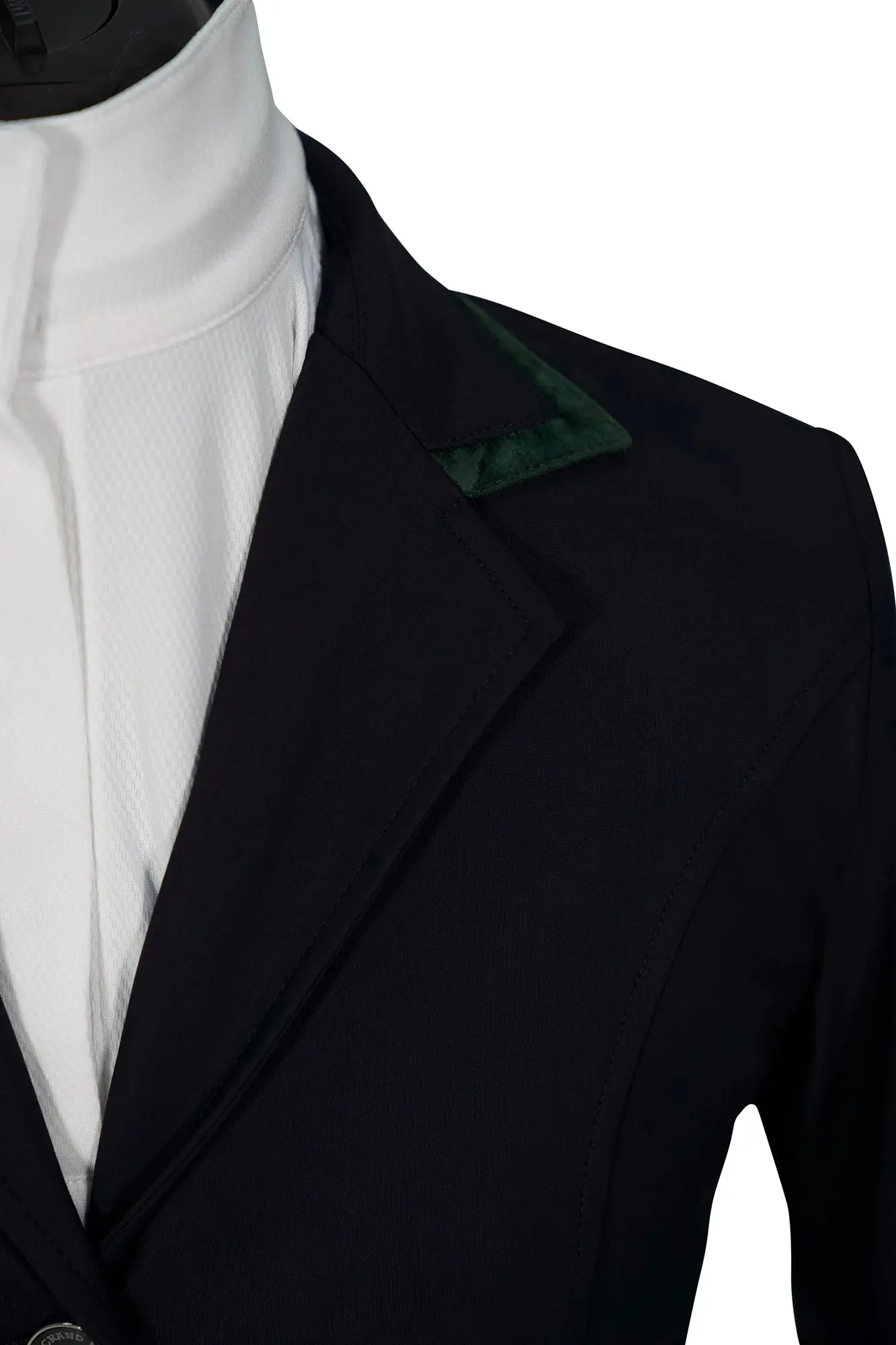 Grand Prix Saltare Premio 4 Button Riding Show Coat, Black with Dark Green - Image 8