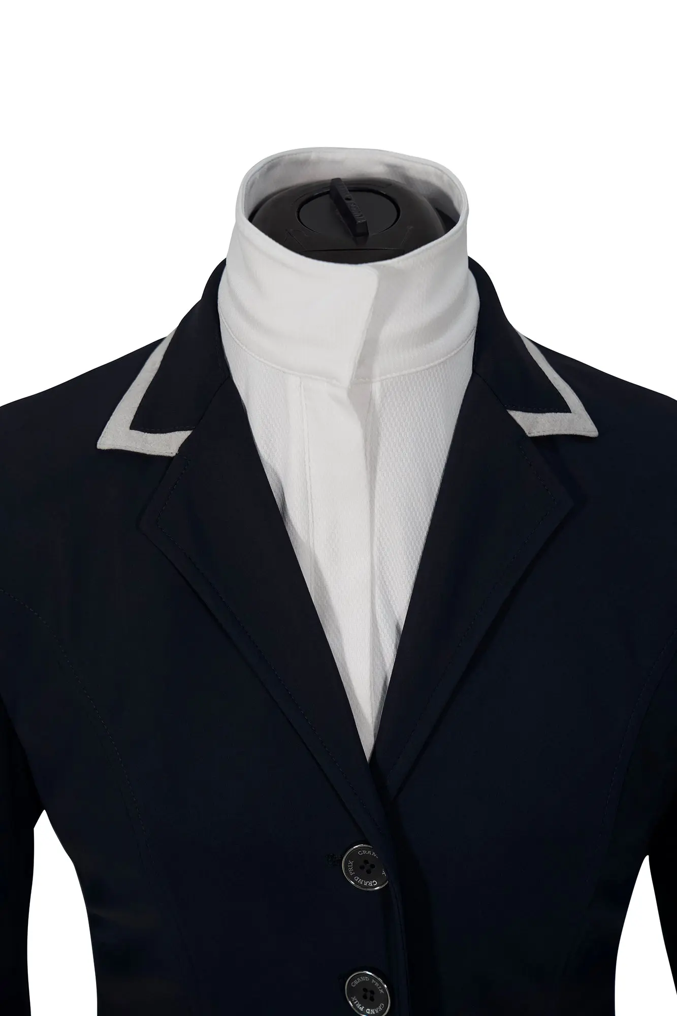 Grand Prix Saltare Premio 4 Button Riding Show Coat, Navy with Grey - Image 4