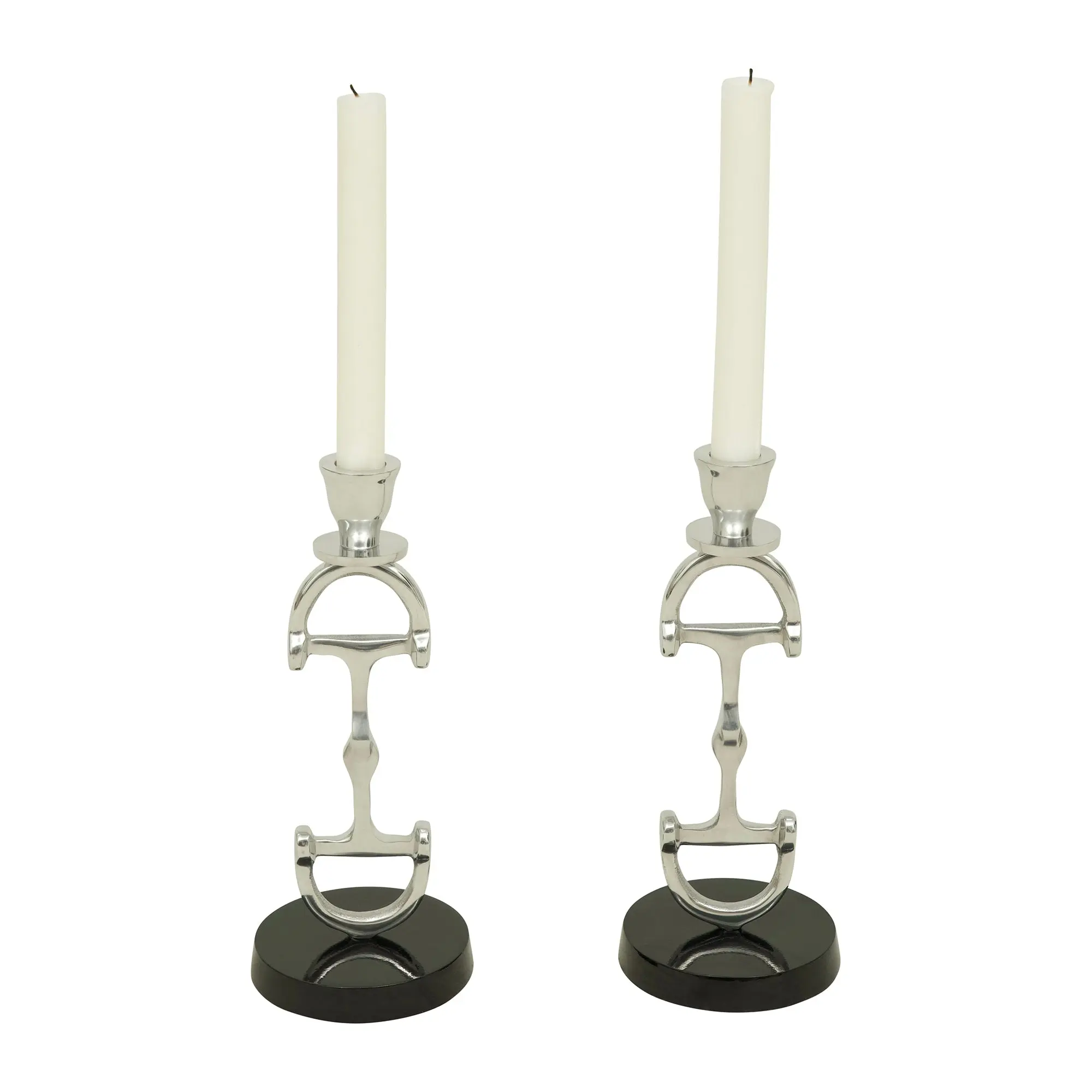 Huntley D Bit Pair of Candlesticks, Pair in Aluminum Silver Finish - Image 9