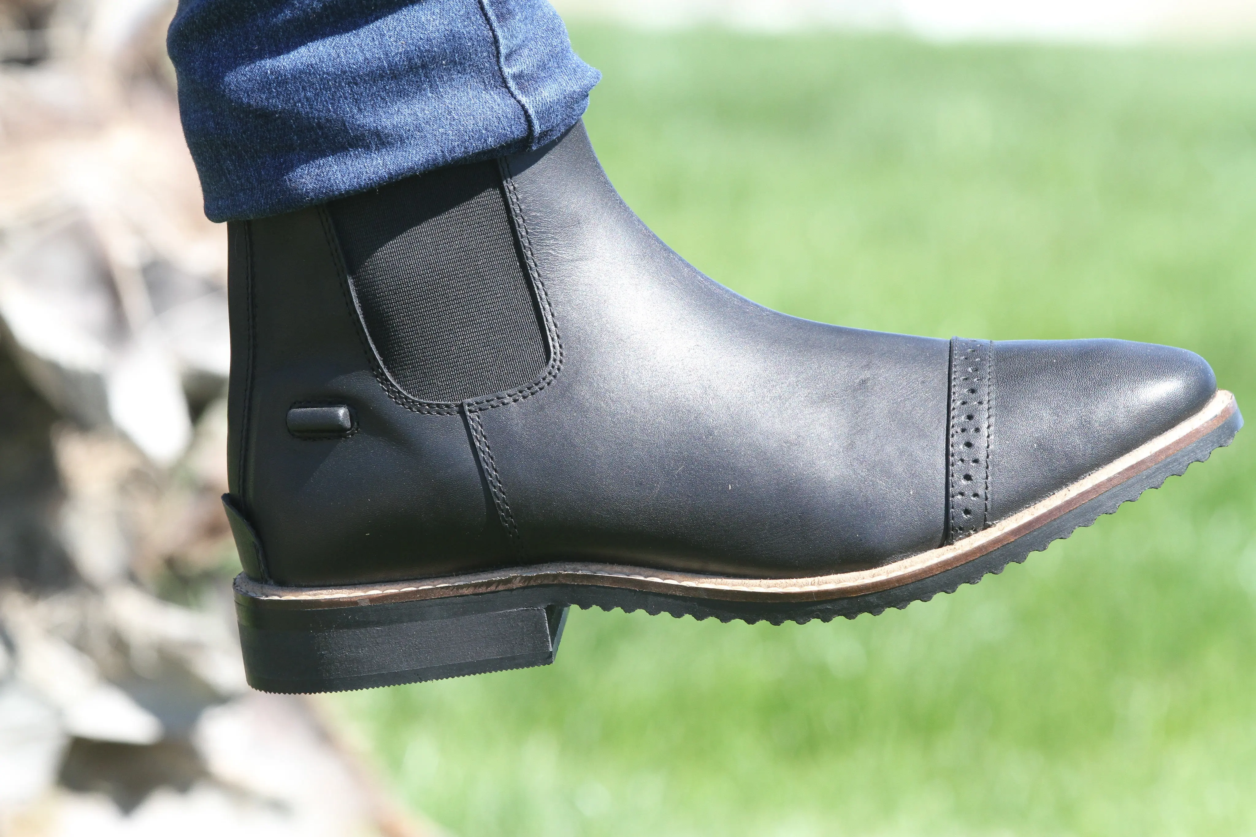 Huntley Equestrian Adult Classic Black Leather Zipper Paddock Boot - Image 3