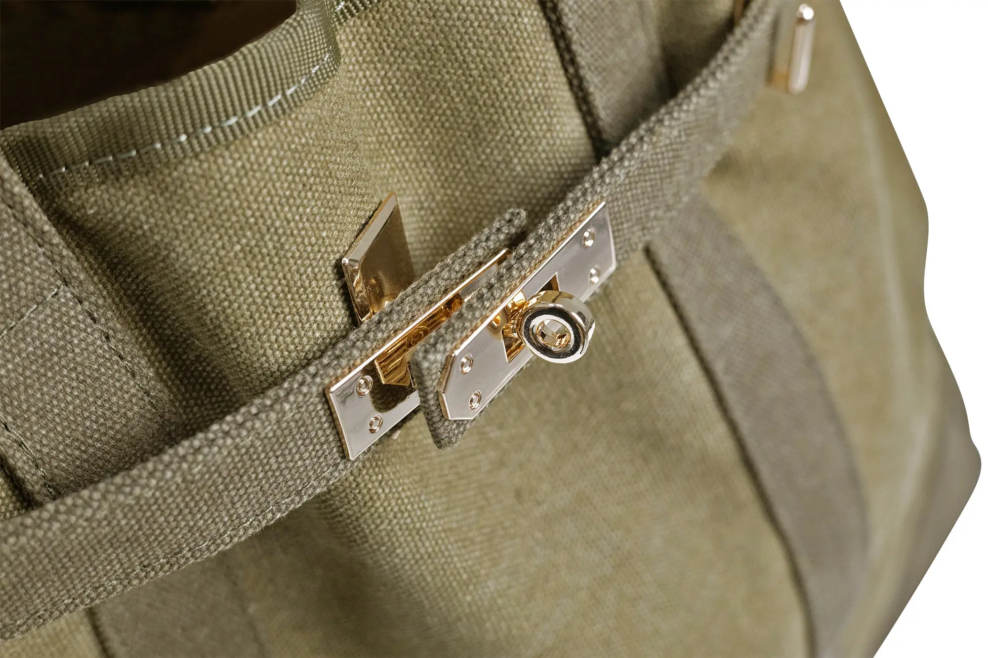 Huntley Equestrian Barnkin Olive Green Canvas Tote Bag with Gold Hardware - Image 3