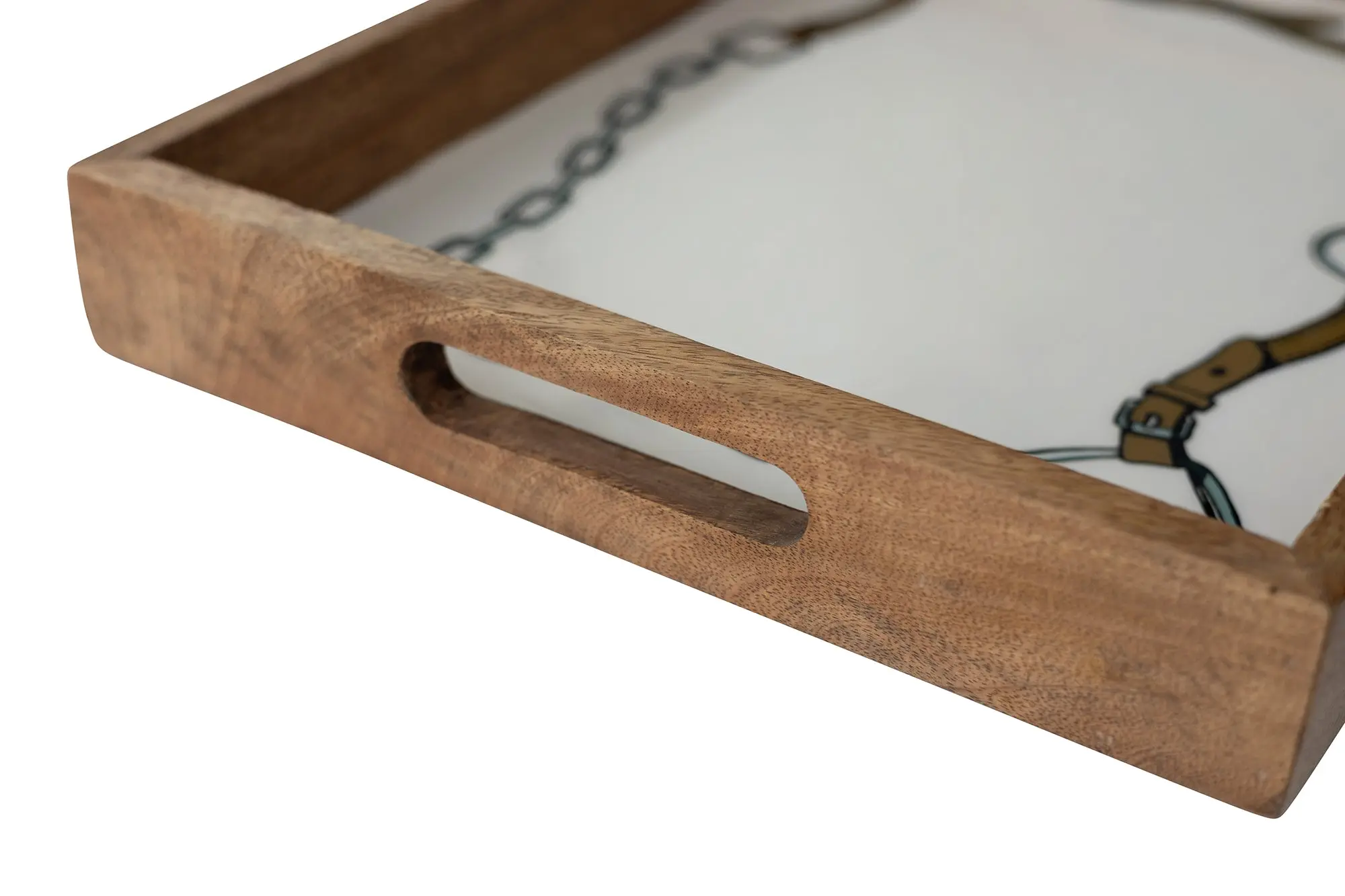 Huntley Equestrian Bridle and Bit Wooden Serving Tray, White-Equestrian Home Decor - Image 2
