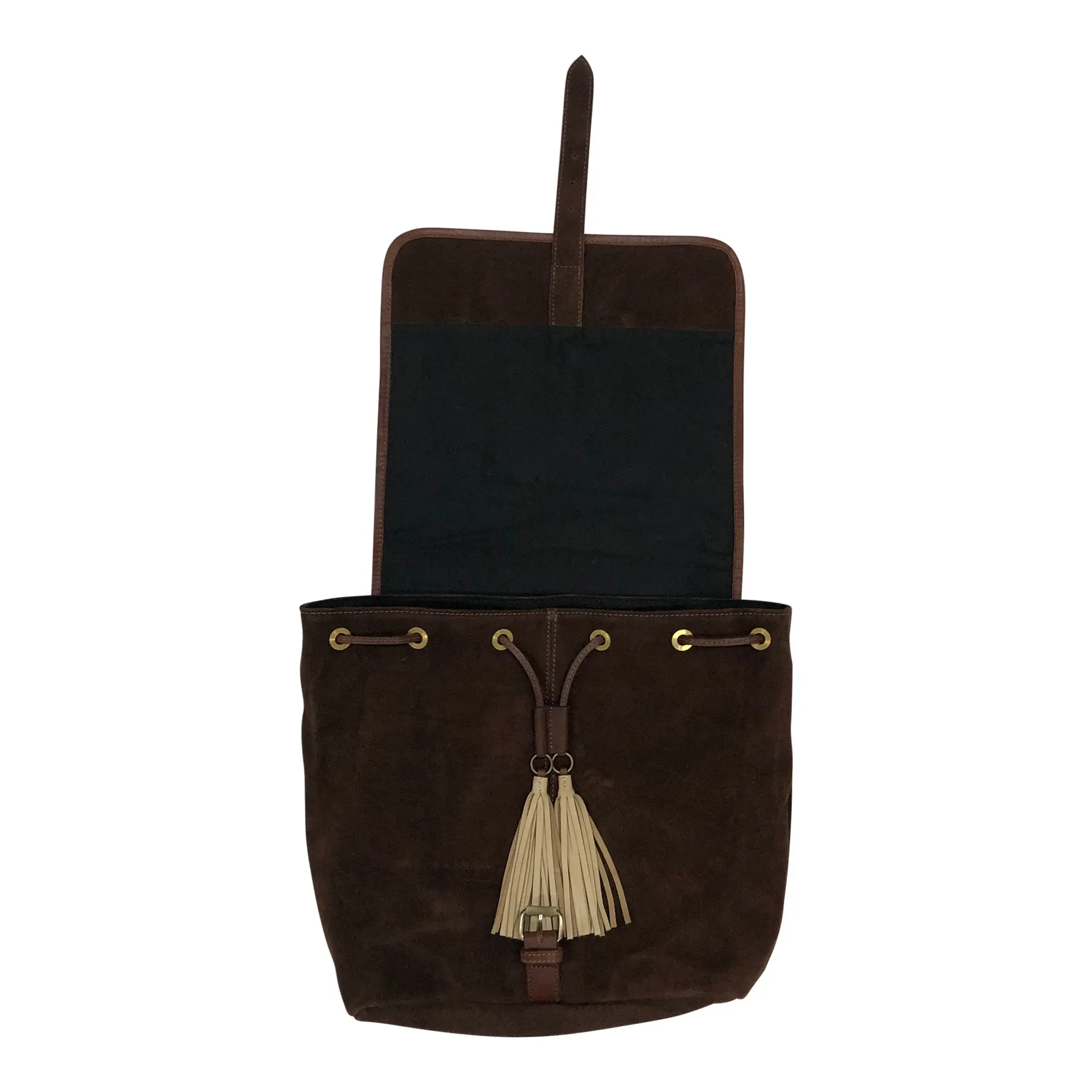 Huntley Equestrian Cowhide Suede Leather Designer Shoulder Backpack - Image 3