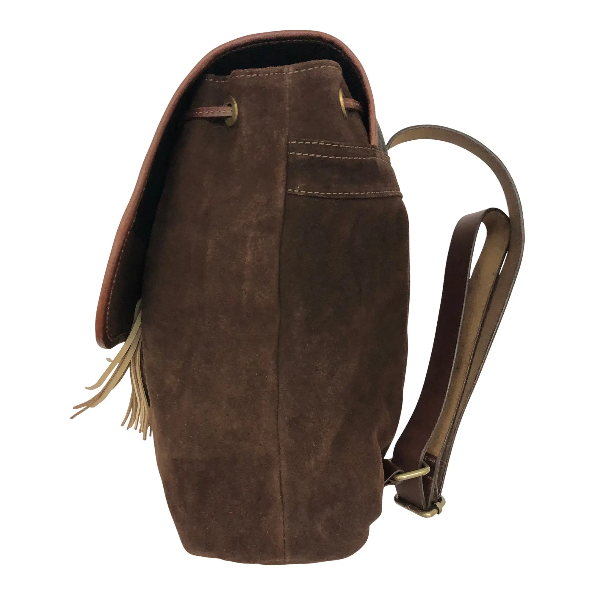Huntley Equestrian Cowhide Suede Leather Designer Shoulder Backpack - Image 4