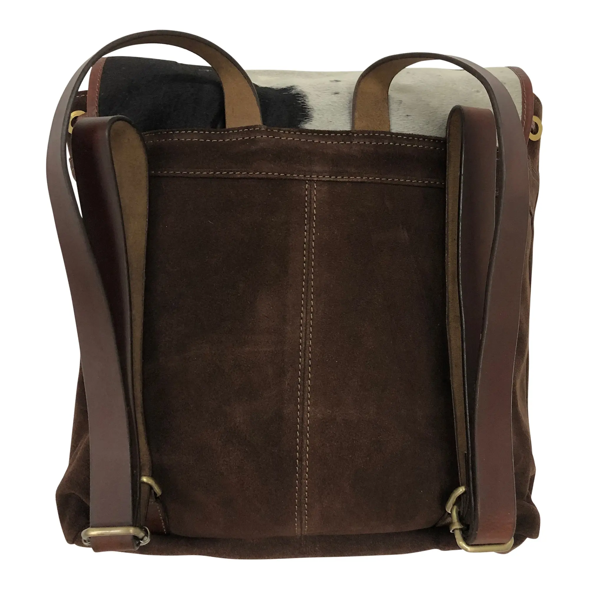 Huntley Equestrian Cowhide Suede Leather Designer Shoulder Backpack - Image 5