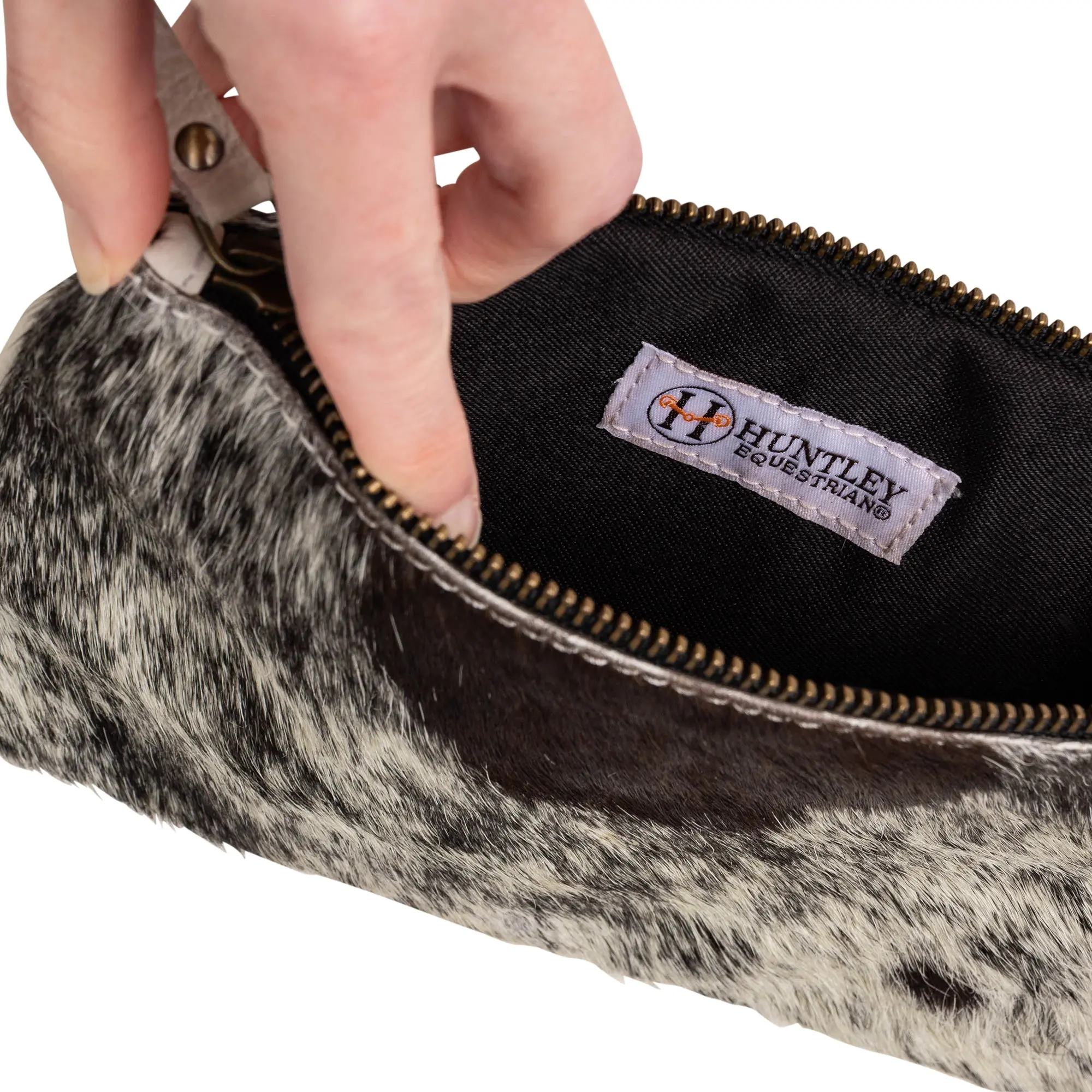Huntley Equestrian Cowhide Wristlet Handbag Small with Zipper - Image 6