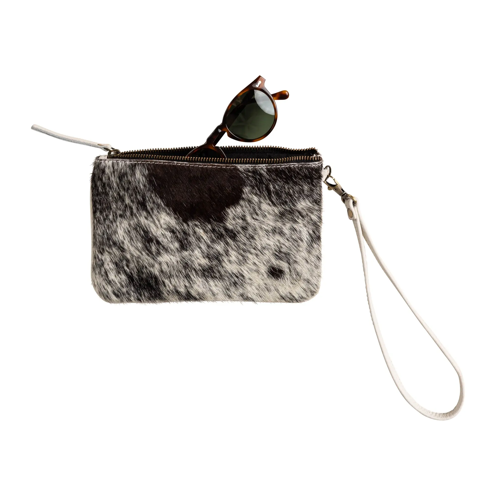 Huntley Equestrian Cowhide Wristlet Handbag Small with Zipper - Image 8
