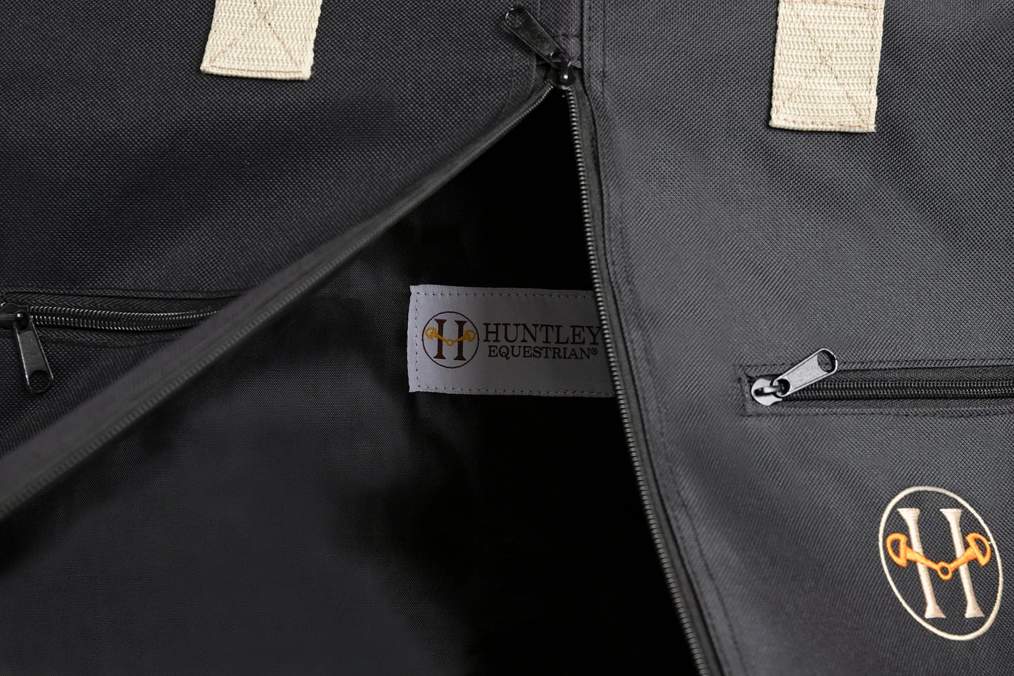 Huntley Equestrian Deluxe Black Travel Carry On Garment Bag with Accessories Zipper Cover for Travel, Business, Horse Shows - Image 3