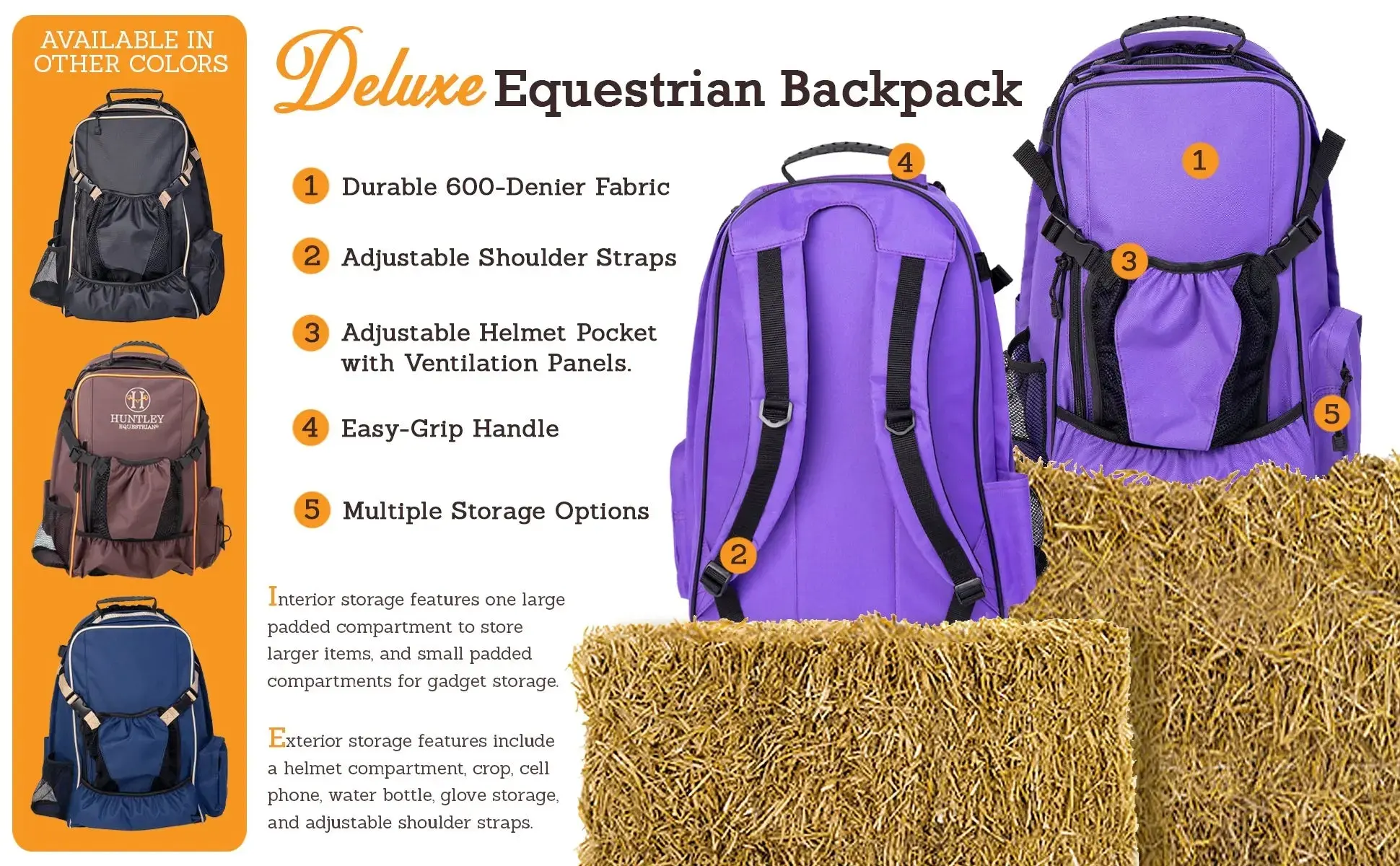 Huntley Equestrian Deluxe Equestrian Backpack - Image 8