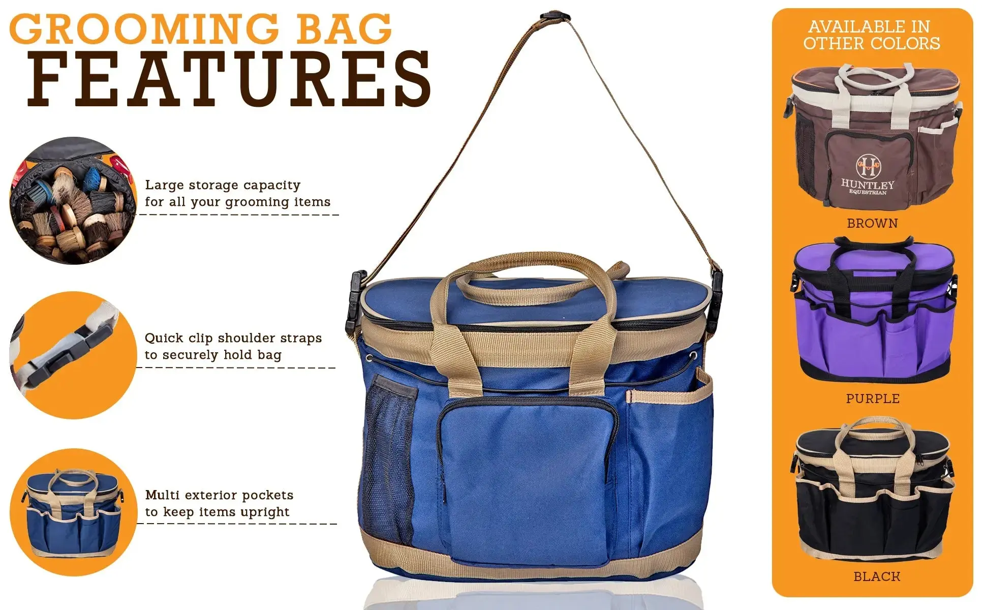 Huntley Equestrian Deluxe Grooming Bag, Brown - Image 16