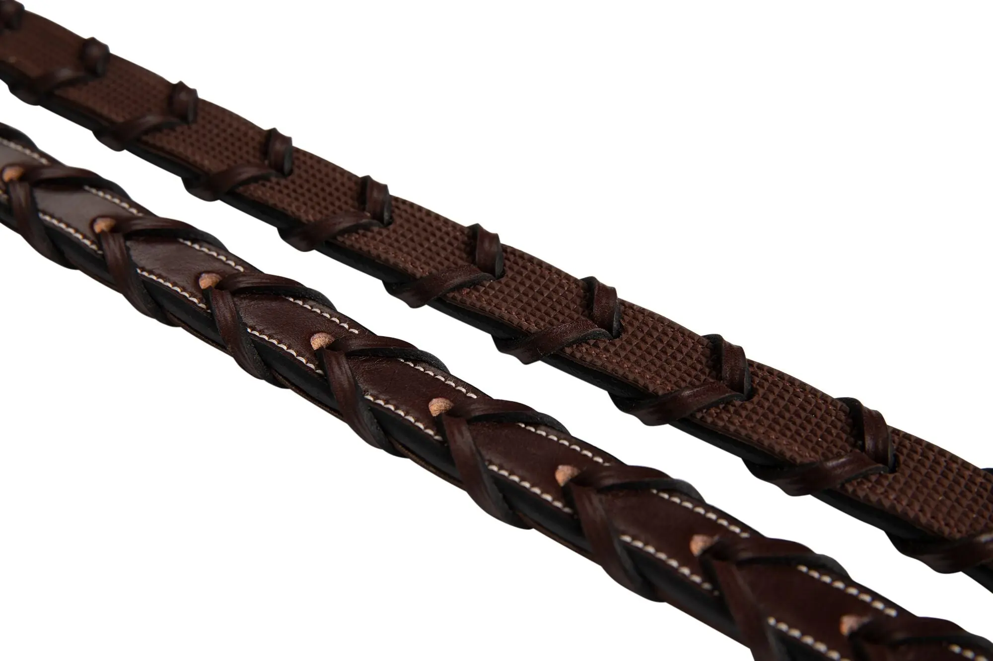 Huntley Equestrian Fancy Stitched Rubber Lined Laced Reins, Size Full - Image 3