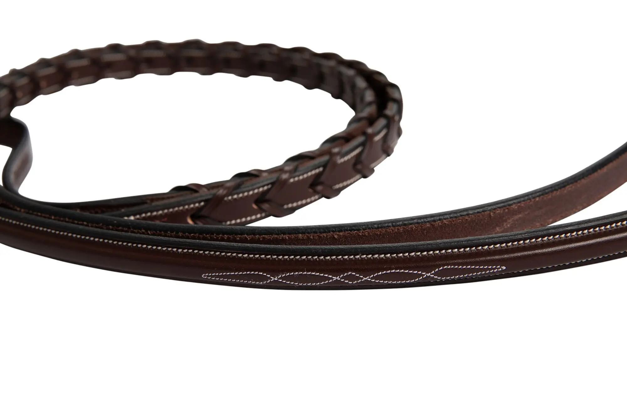 Huntley Equestrian Fancy Stitched Rubber Lined Laced Reins, Size Full - Image 4