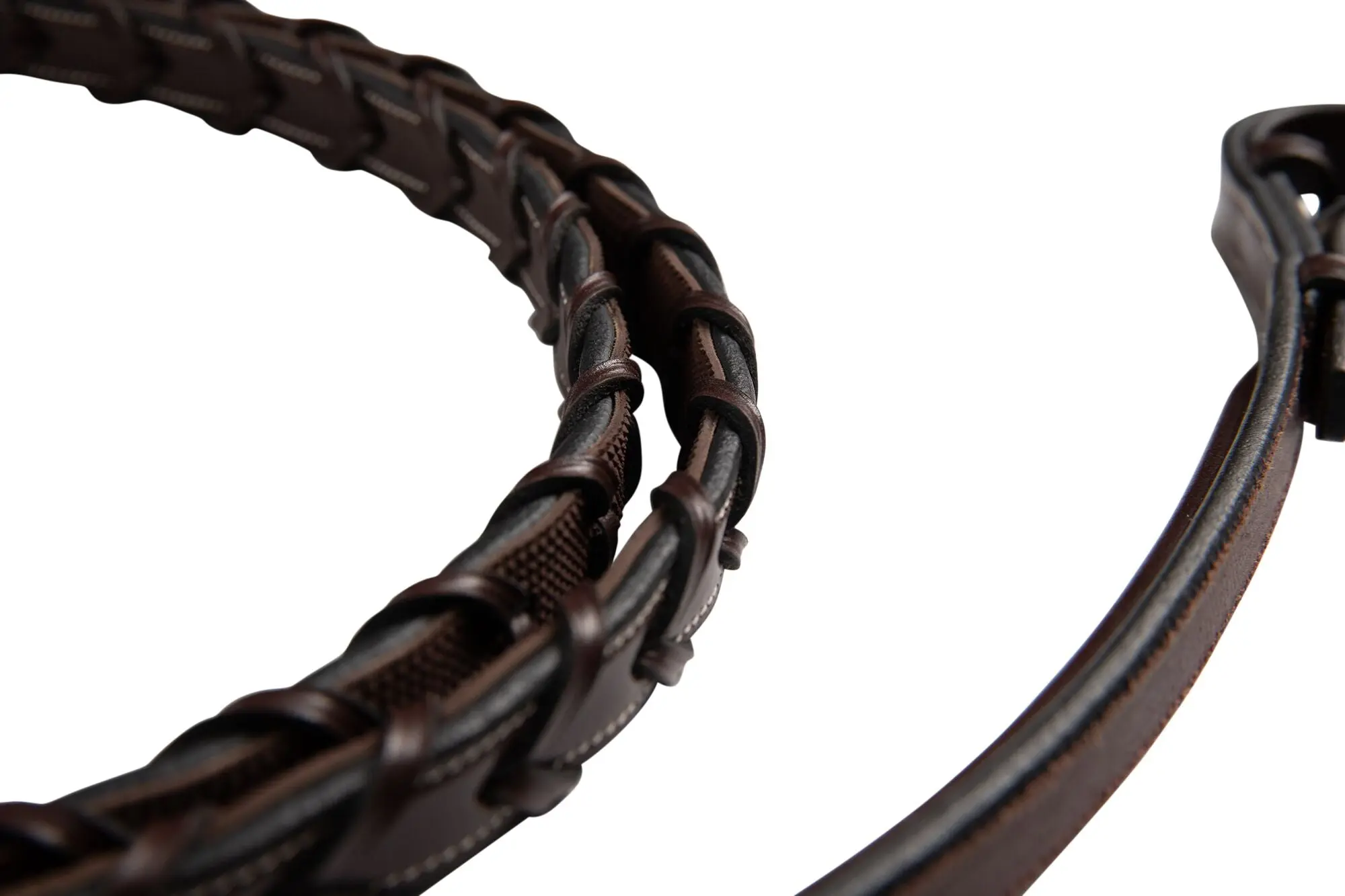 Huntley Equestrian Fancy Stitched Rubber Lined Laced Reins, Size Full - Image 5