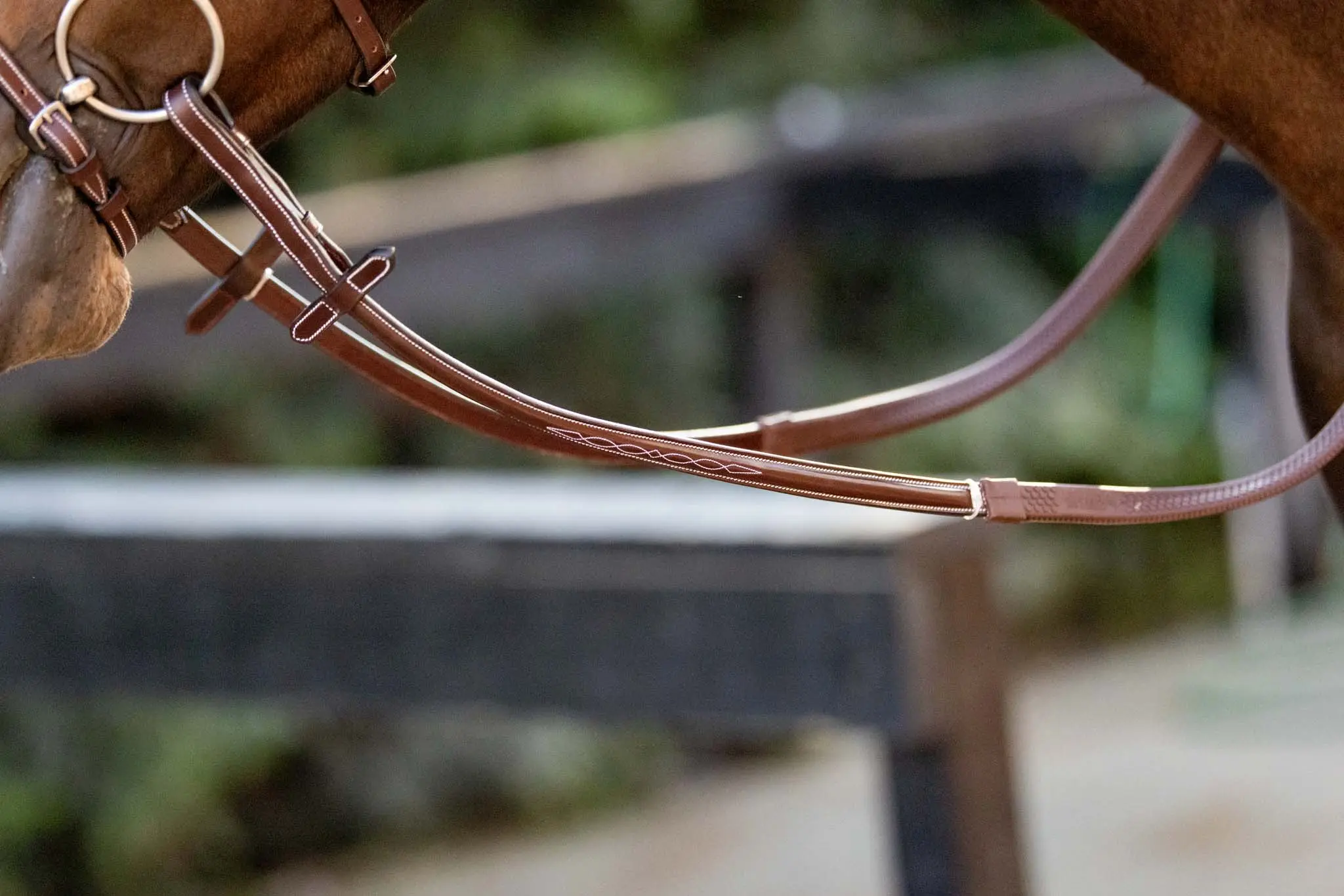 Huntley Equestrian Fancy Stitched Rubber Reins, 5/8" Inch Width - Image 3