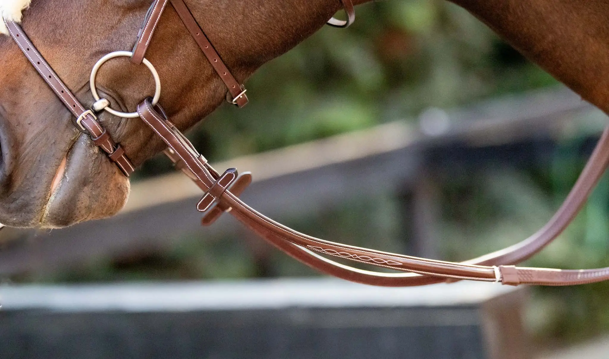 Huntley Equestrian Fancy Stitched Rubber Reins, 5/8" Inch Width - Image 4