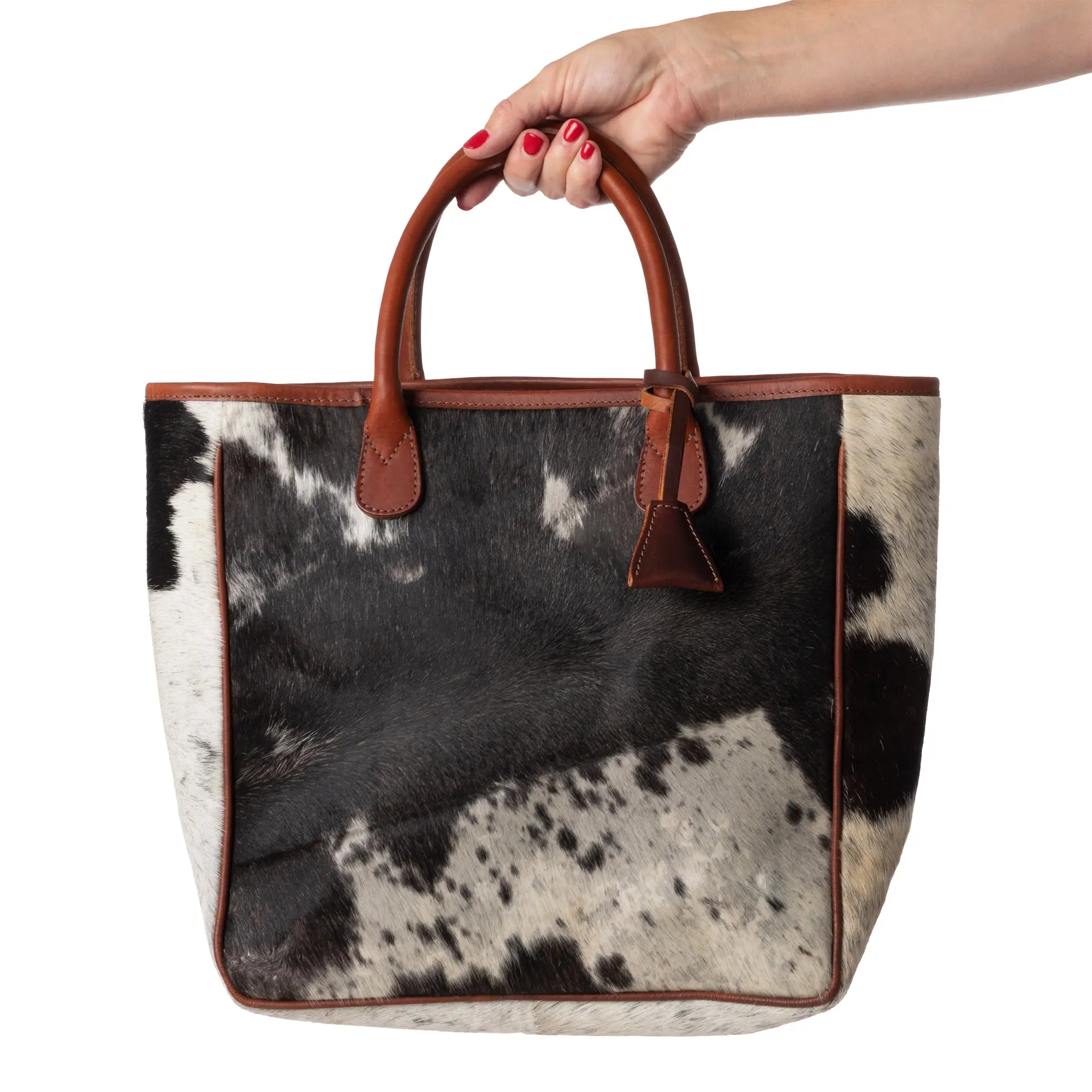 Huntley Equestrian Hair On Hide Cow Leather Tote Handbag - Image 9