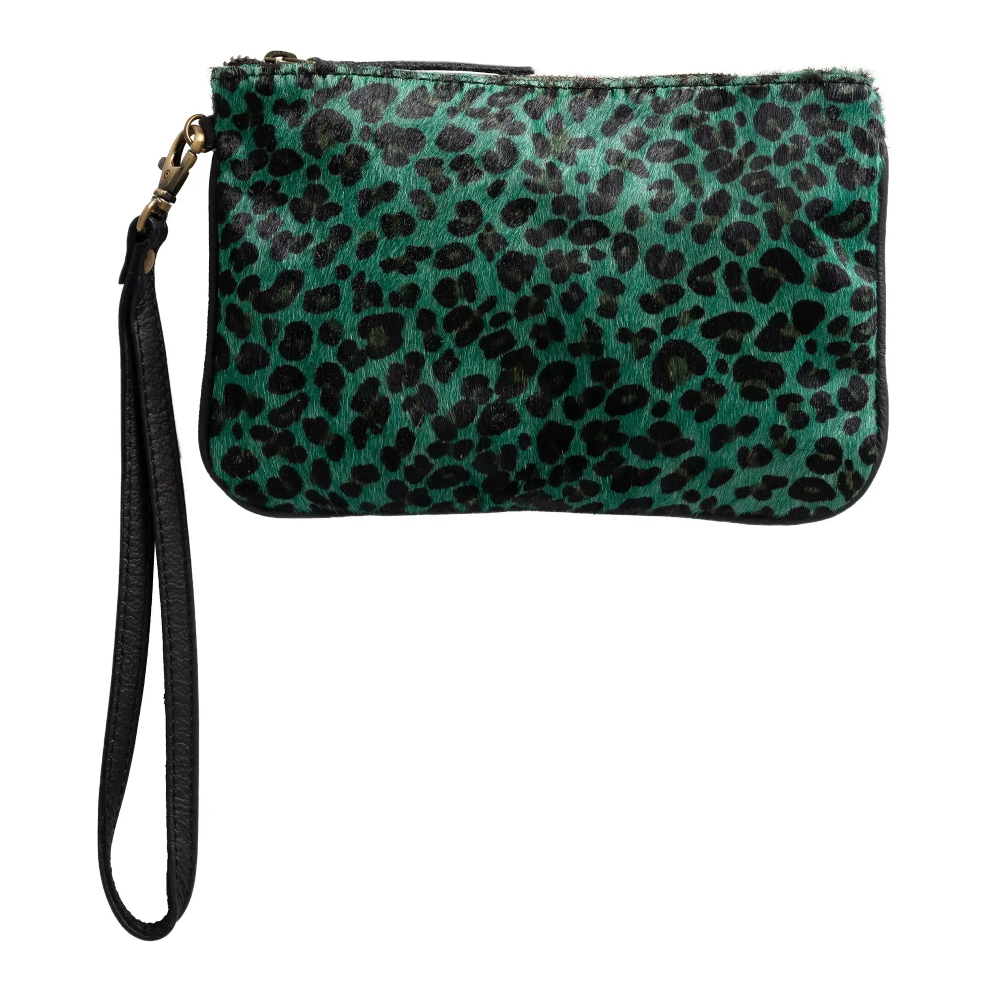 Huntley Equestrian Hair on Hide Leather Wristlet Clutch Wallet Purse, Golden Foil - Image 10