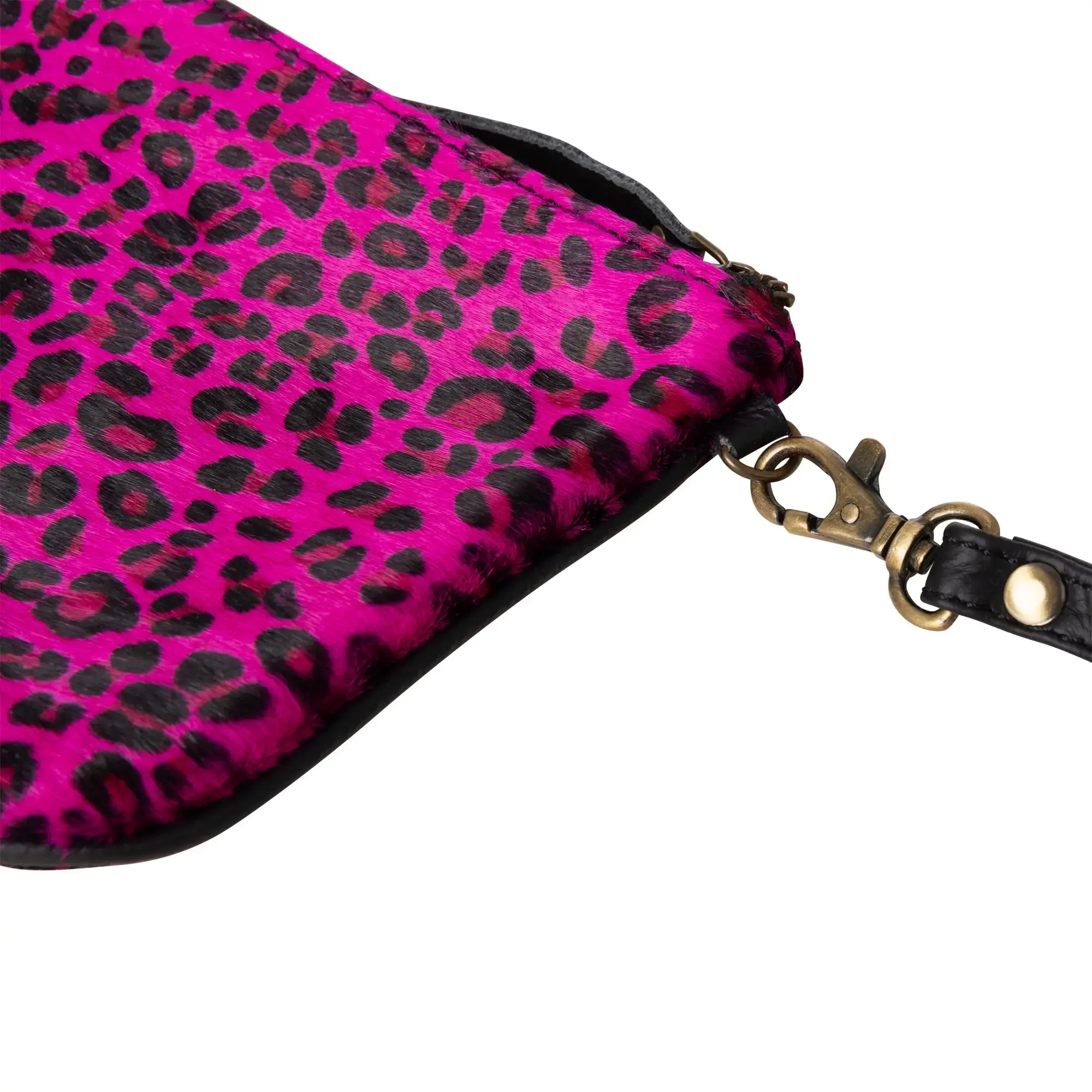 Huntley Equestrian Hair on Hide Leather Wristlet Clutch Wallet Purse, Golden Foil - Image 13