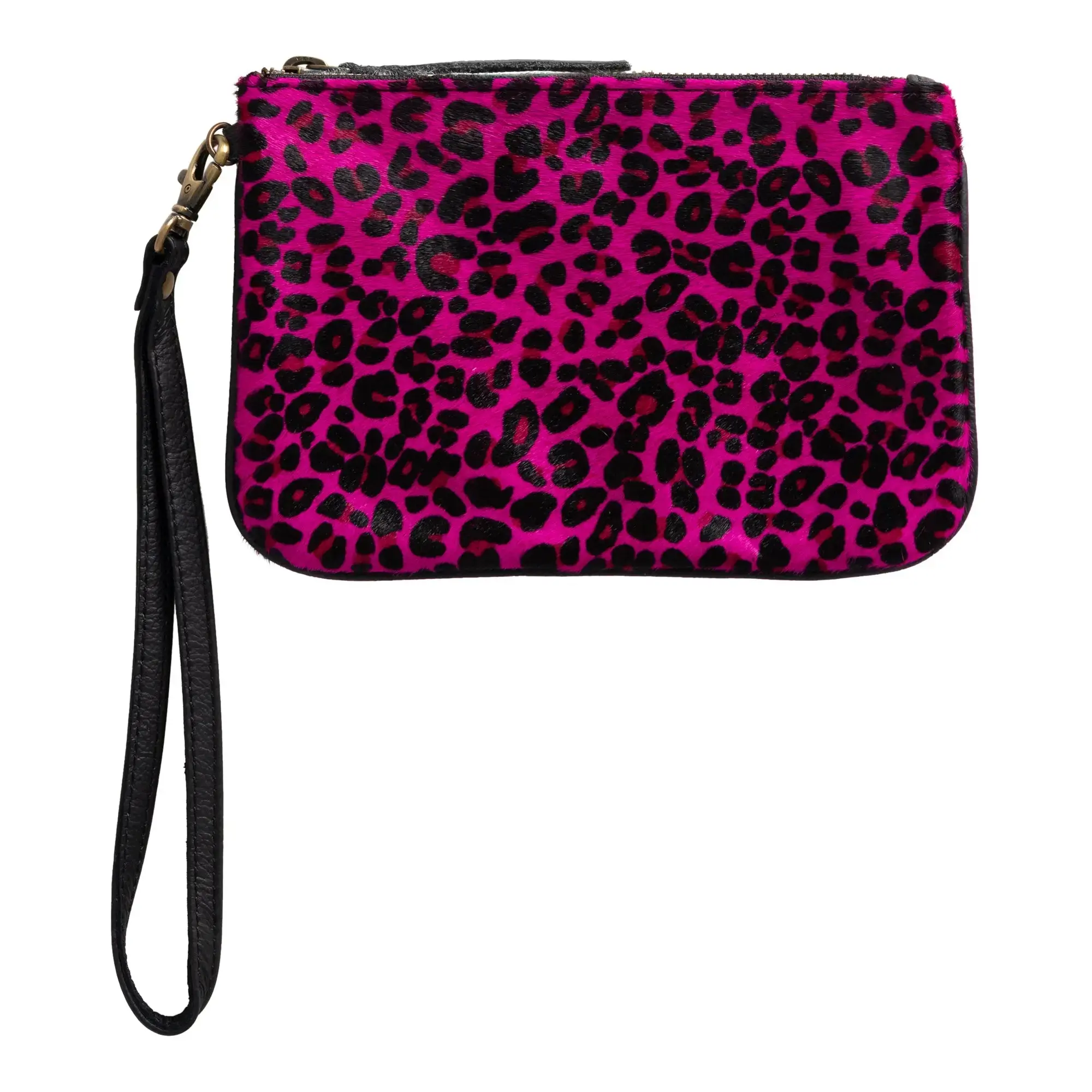 Huntley Equestrian Hair on Hide Leather Wristlet Clutch Wallet Purse, Golden Foil - Image 15