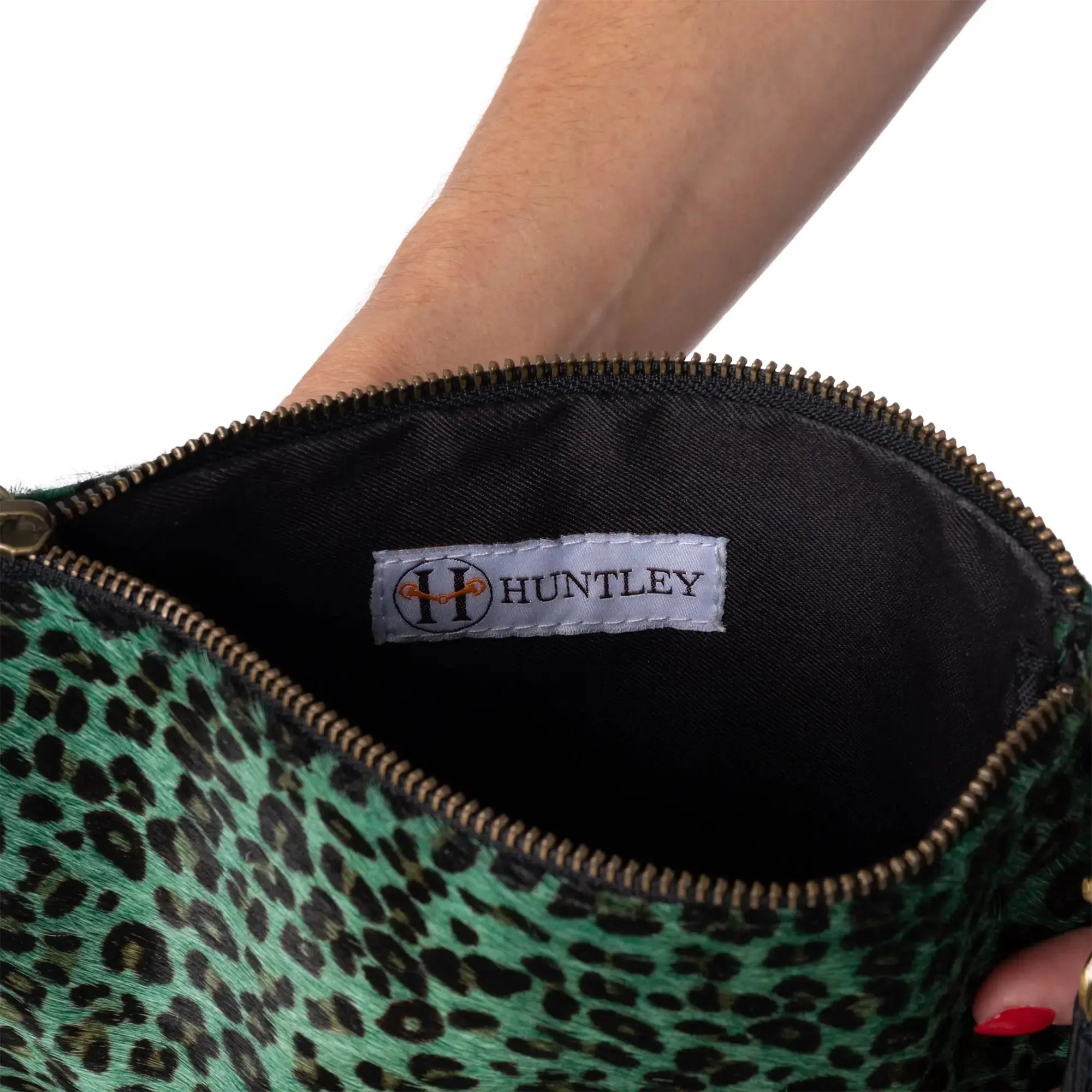 Huntley Equestrian Hair on Hide Leather Wristlet Clutch Wallet Purse, Golden Foil - Image 16