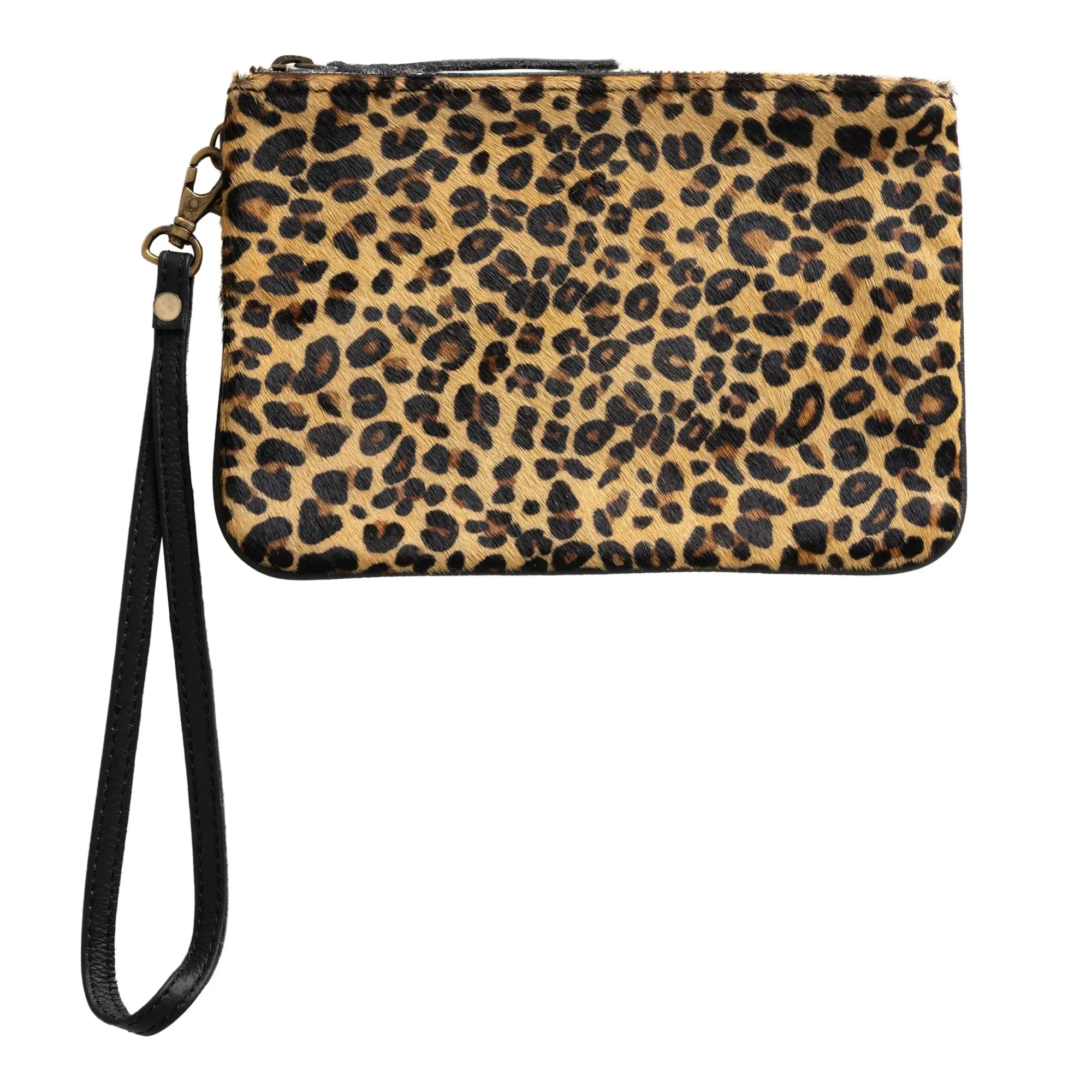 Huntley Equestrian Hair on Hide Leather Wristlet Clutch Wallet Purse, Golden Foil - Image 23