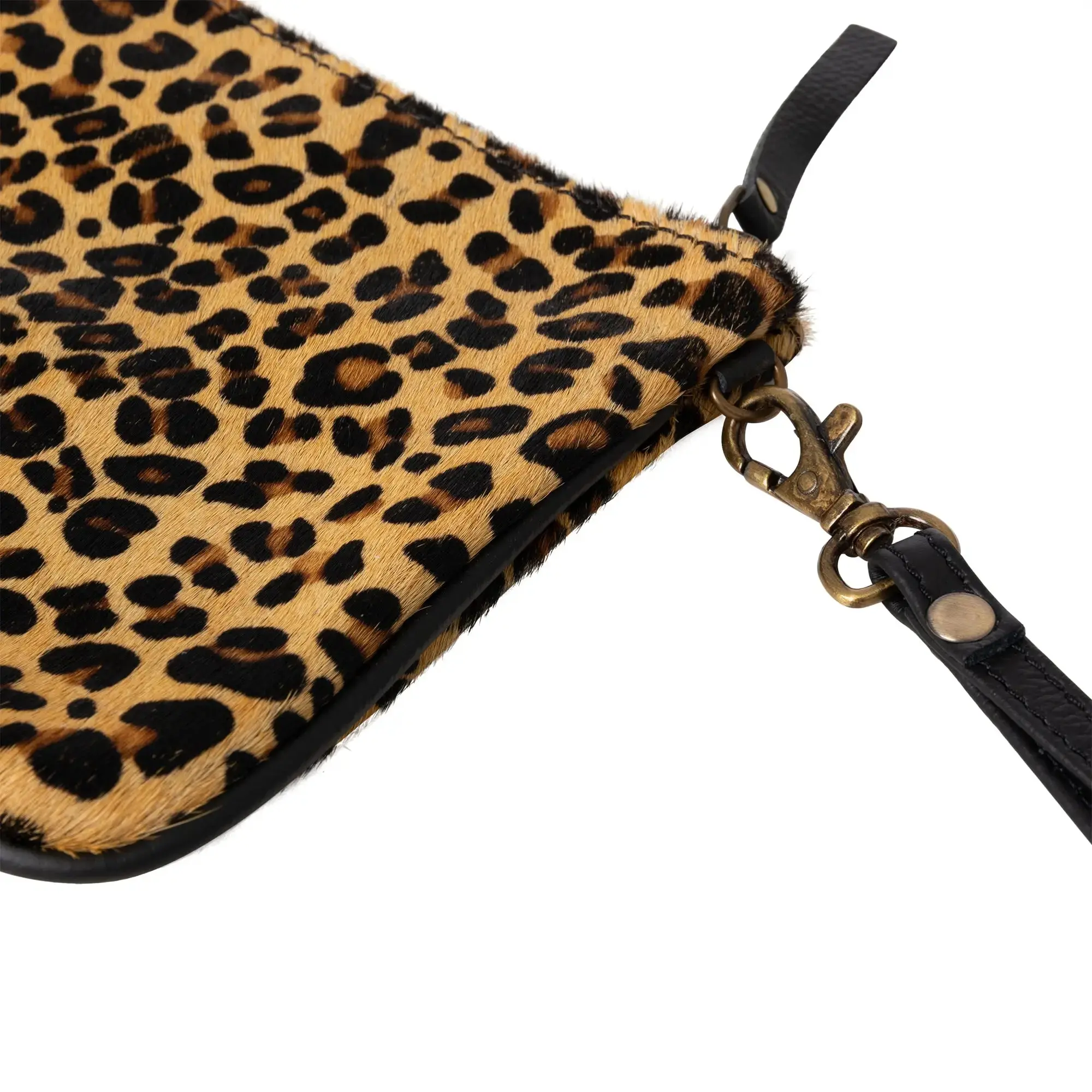 Huntley Equestrian Hair on Hide Leather Wristlet Clutch Wallet Purse, Golden Foil - Image 24