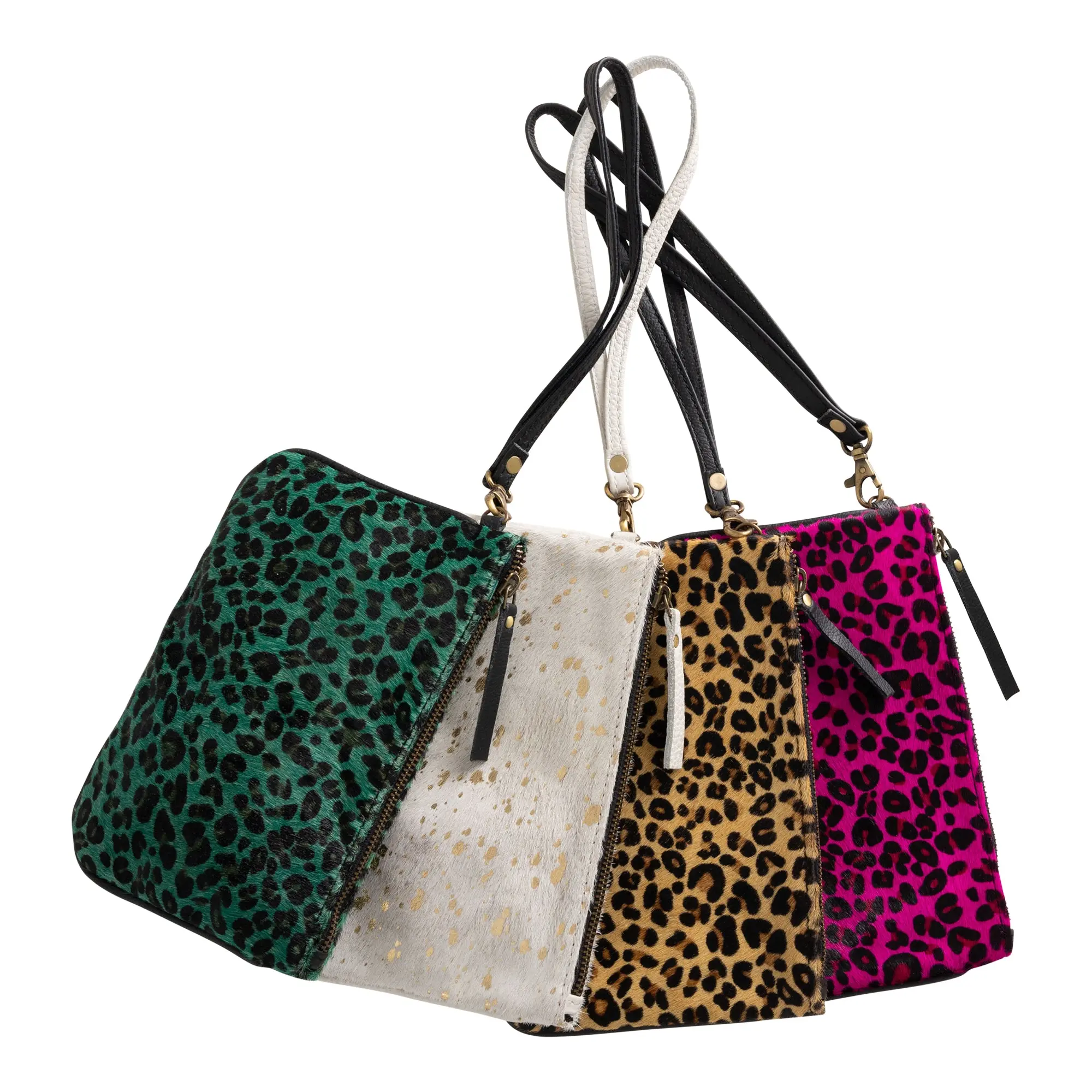 Huntley Equestrian Hair on Hide Leather Wristlet Clutch Wallet Purse, Golden Foil - Image 8
