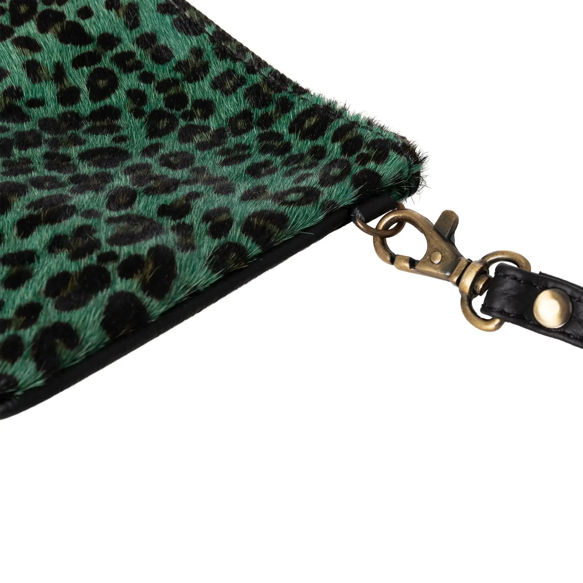 Huntley Equestrian Hair on Hide Leather Wristlet Clutch Wallet Purse, Golden Foil - Image 9