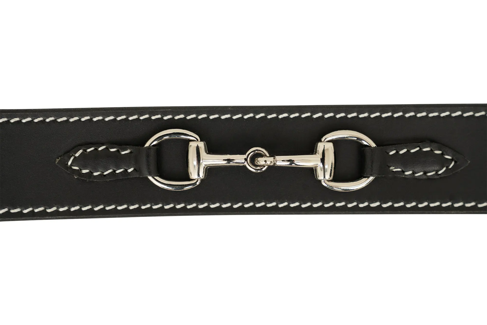 Huntley Equestrian Ladies Stirrup Buckle, Snaffle Bit, 1.5" Inch Width Leather Belt, Black - Image 3