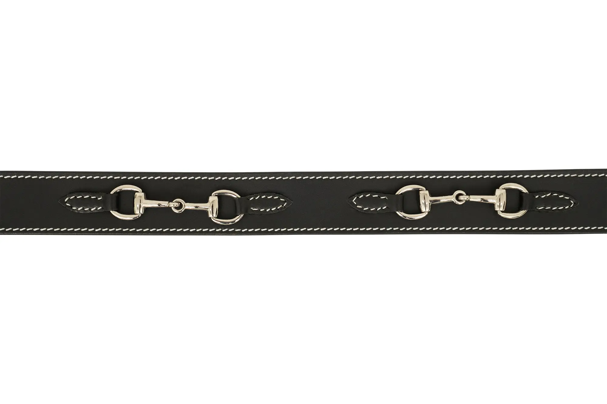 Huntley Equestrian Ladies Stirrup Buckle, Snaffle Bit, 1.5" Inch Width Leather Belt, Black - Image 4