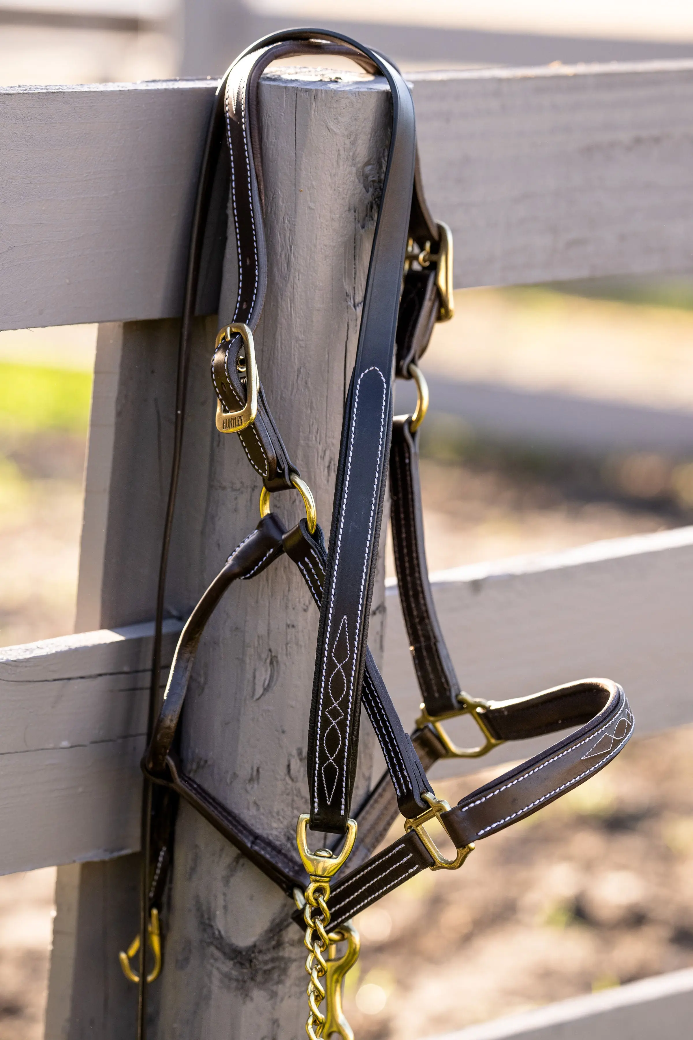 Huntley Equestrian Leather Lead with Brass Chain - Image 5