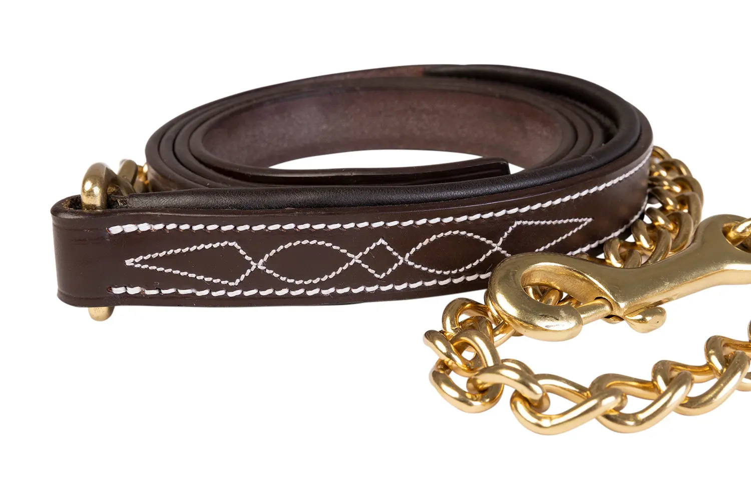 Huntley Equestrian Leather Lead with Brass Chain - Image 6