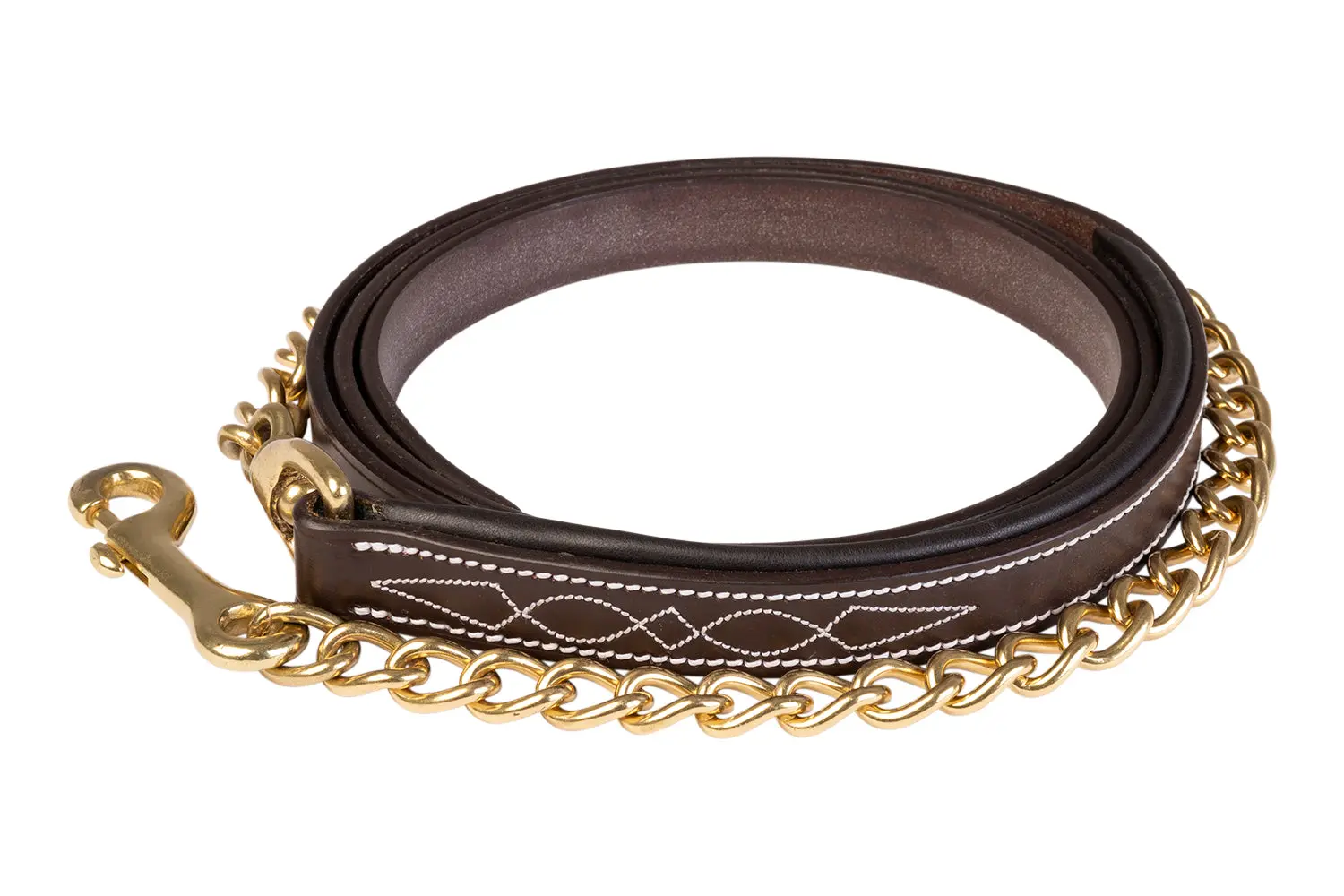 Huntley Equestrian Leather Lead with Brass Chain - Image 8