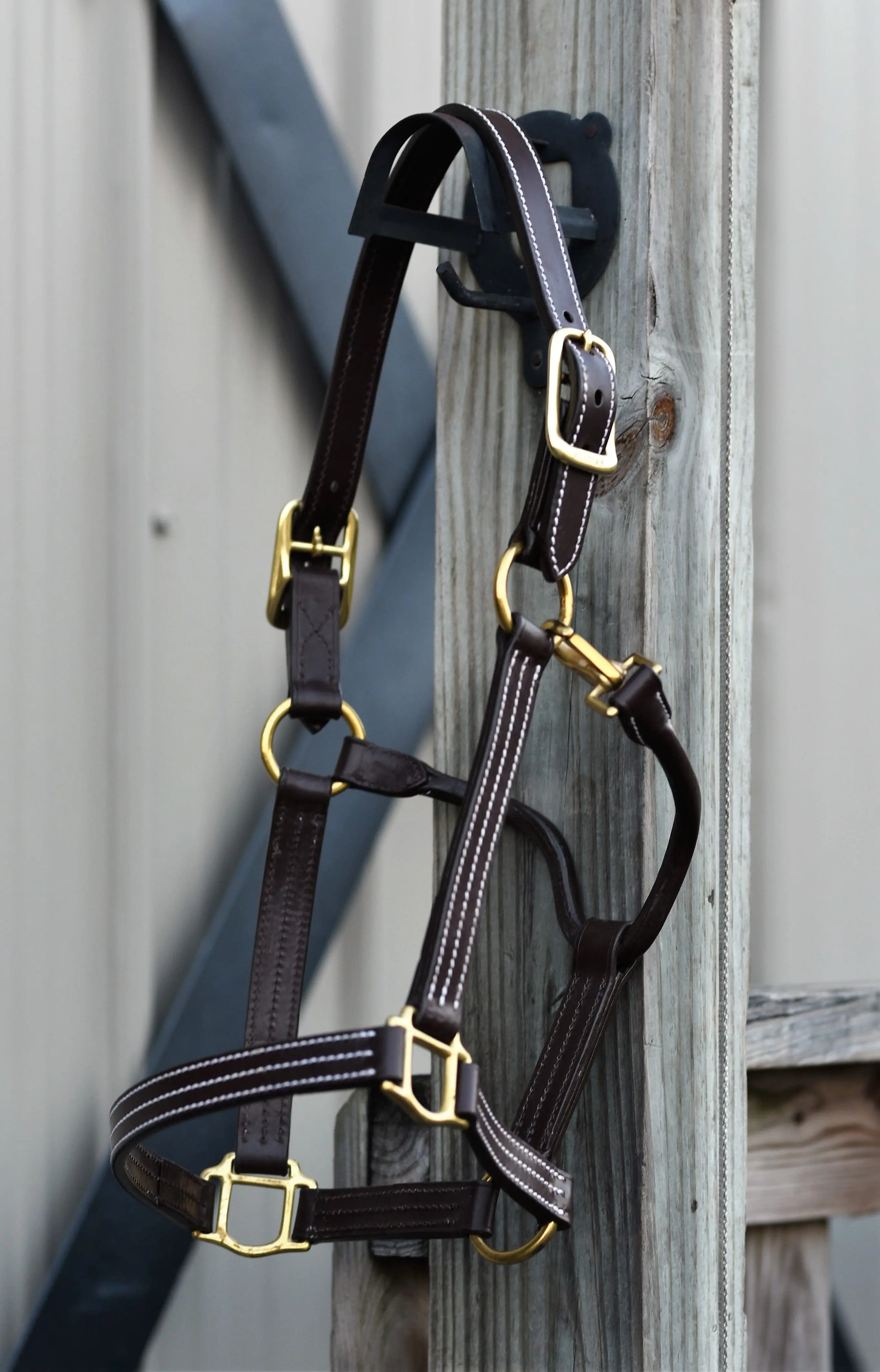 Huntley Equestrian Premium Leather Triple Stitched Halter with Snap - Image 4