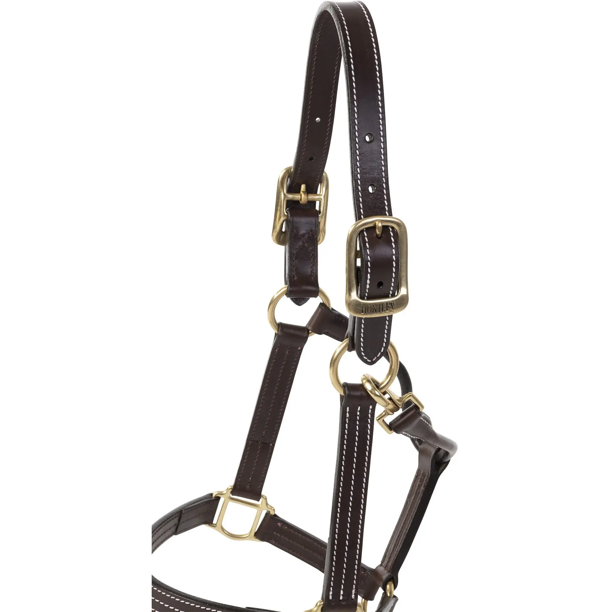Huntley Equestrian Premium Leather Triple Stitched Halter with Snap - Image 7