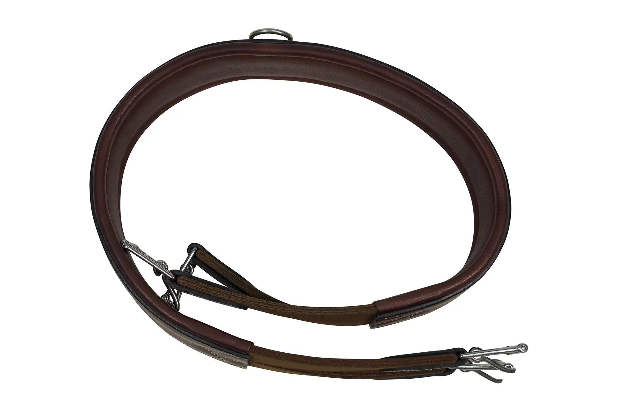 Huntley Equestrian Sedgwick Leather Fancy Stitched Padded Leather Contour Shaped Girth with Double End Elastic - Image 11