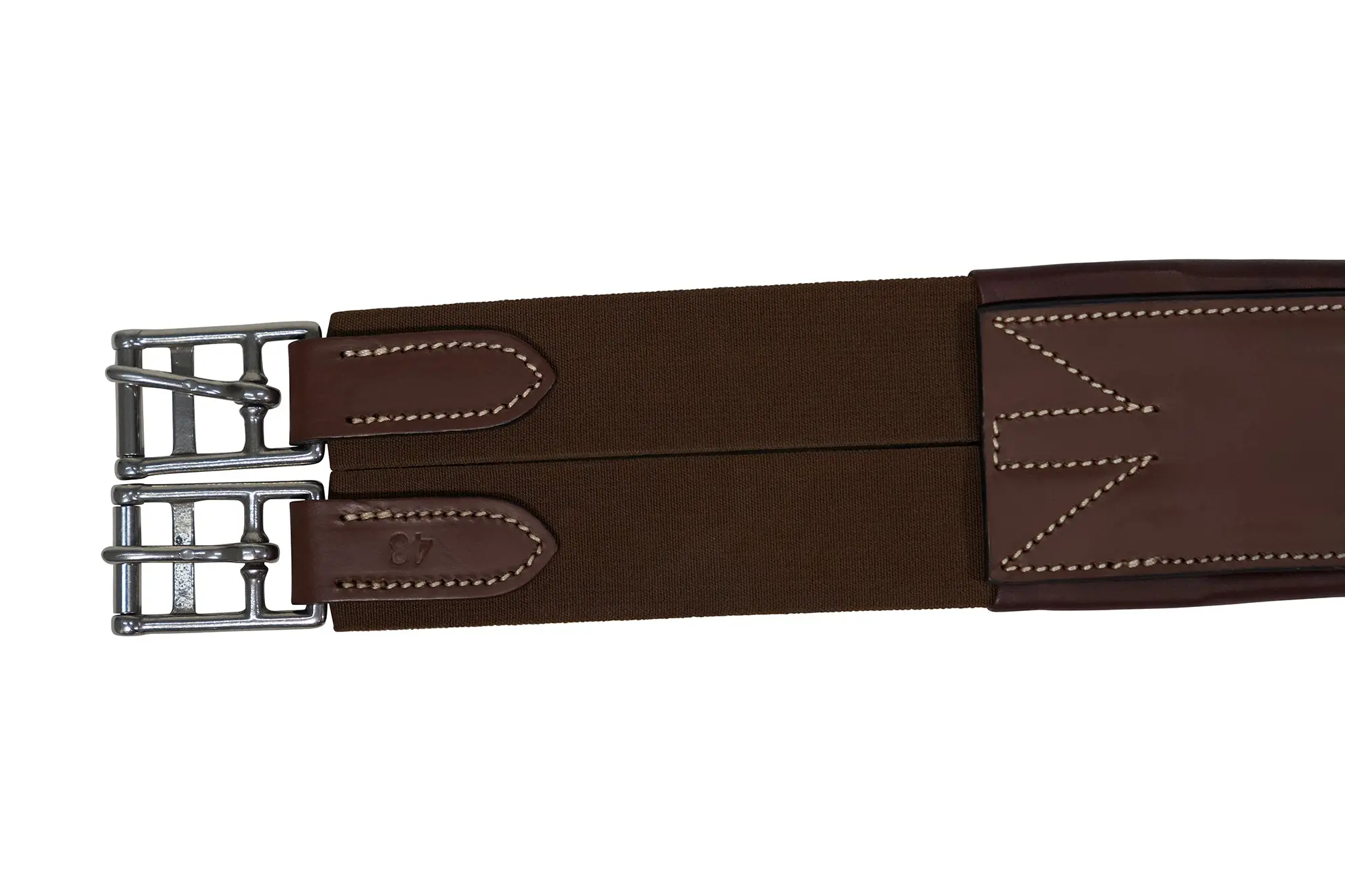 Huntley Equestrian Sedgwick Leather Fancy Stitched Padded Leather Contour Shaped Girth with Double End Elastic - Image 7