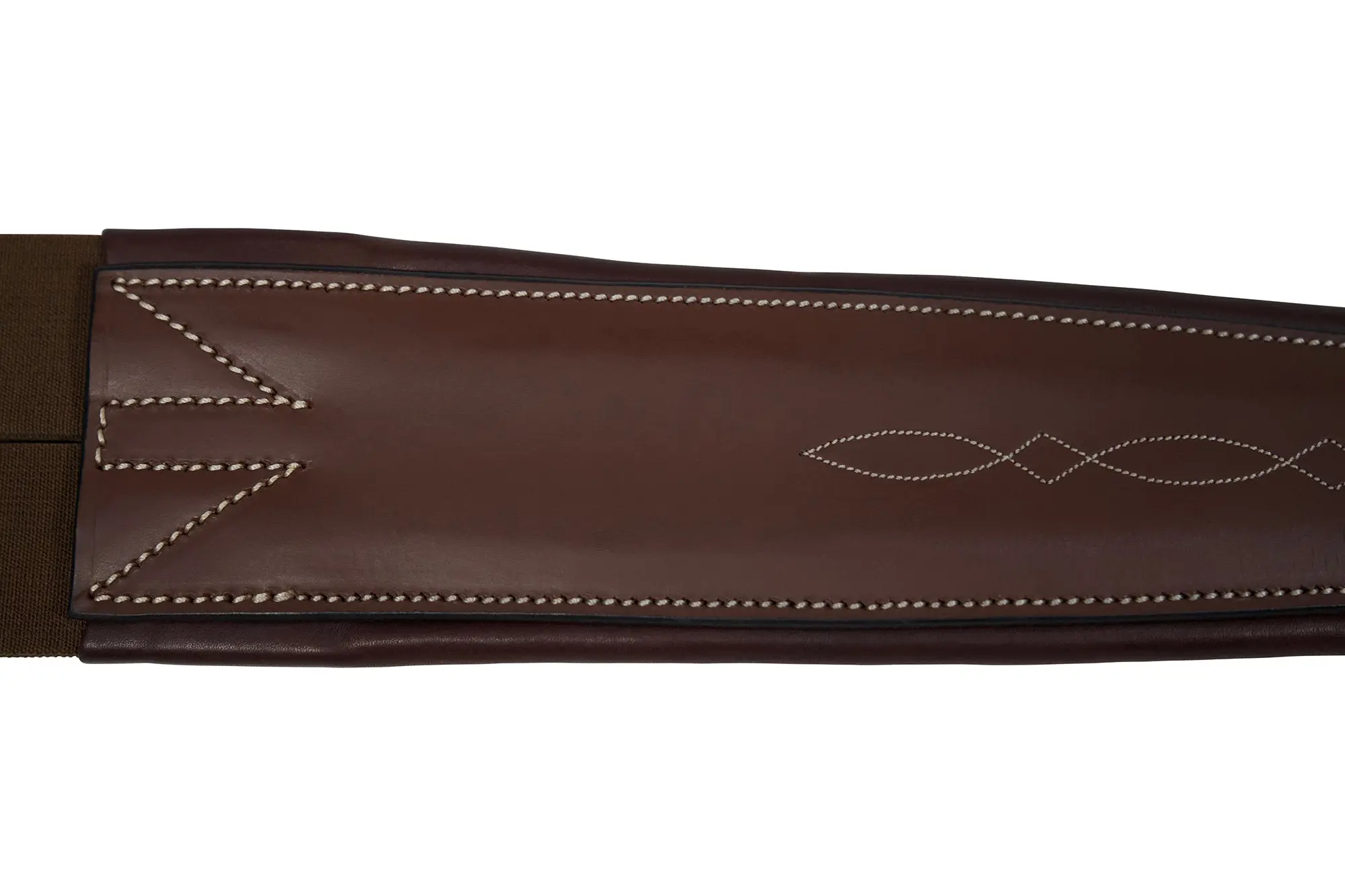 Huntley Equestrian Sedgwick Leather Fancy Stitched Padded Leather Contour Shaped Girth with Double End Elastic - Image 9