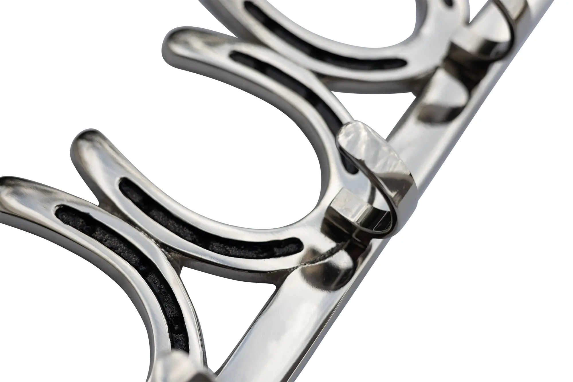 Huntley Equestrian Silver Horseshoe Wall Hook Rack-3 Hook Equestrian Home and Barn Decor - Image 2