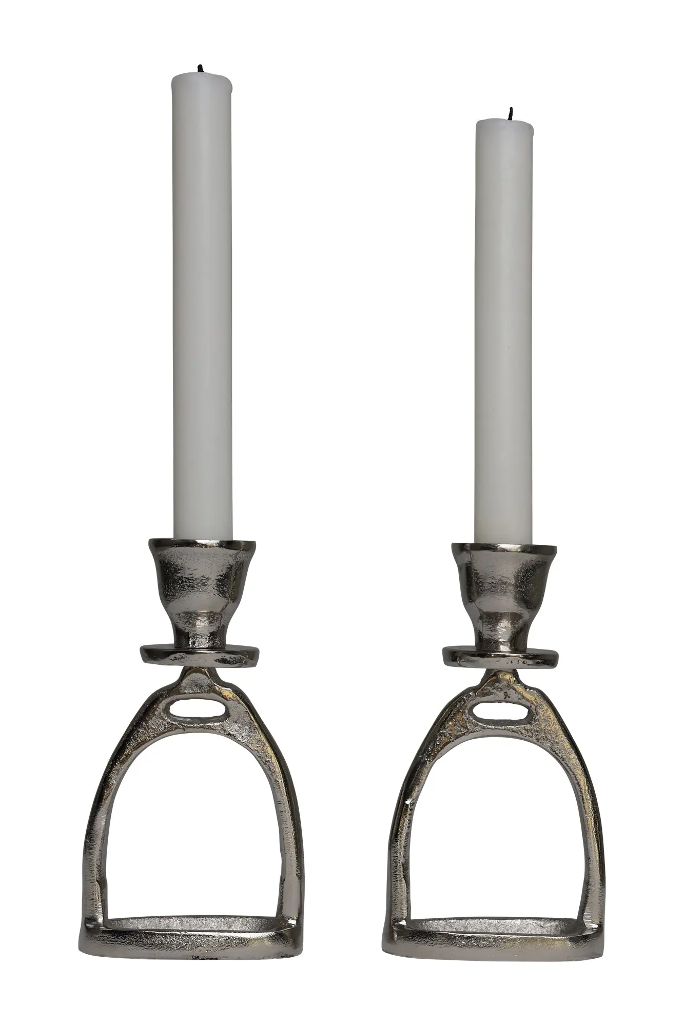 Huntley Equestrian Stirrup Candle Stick Holders, Silver set of 2 - Image 3