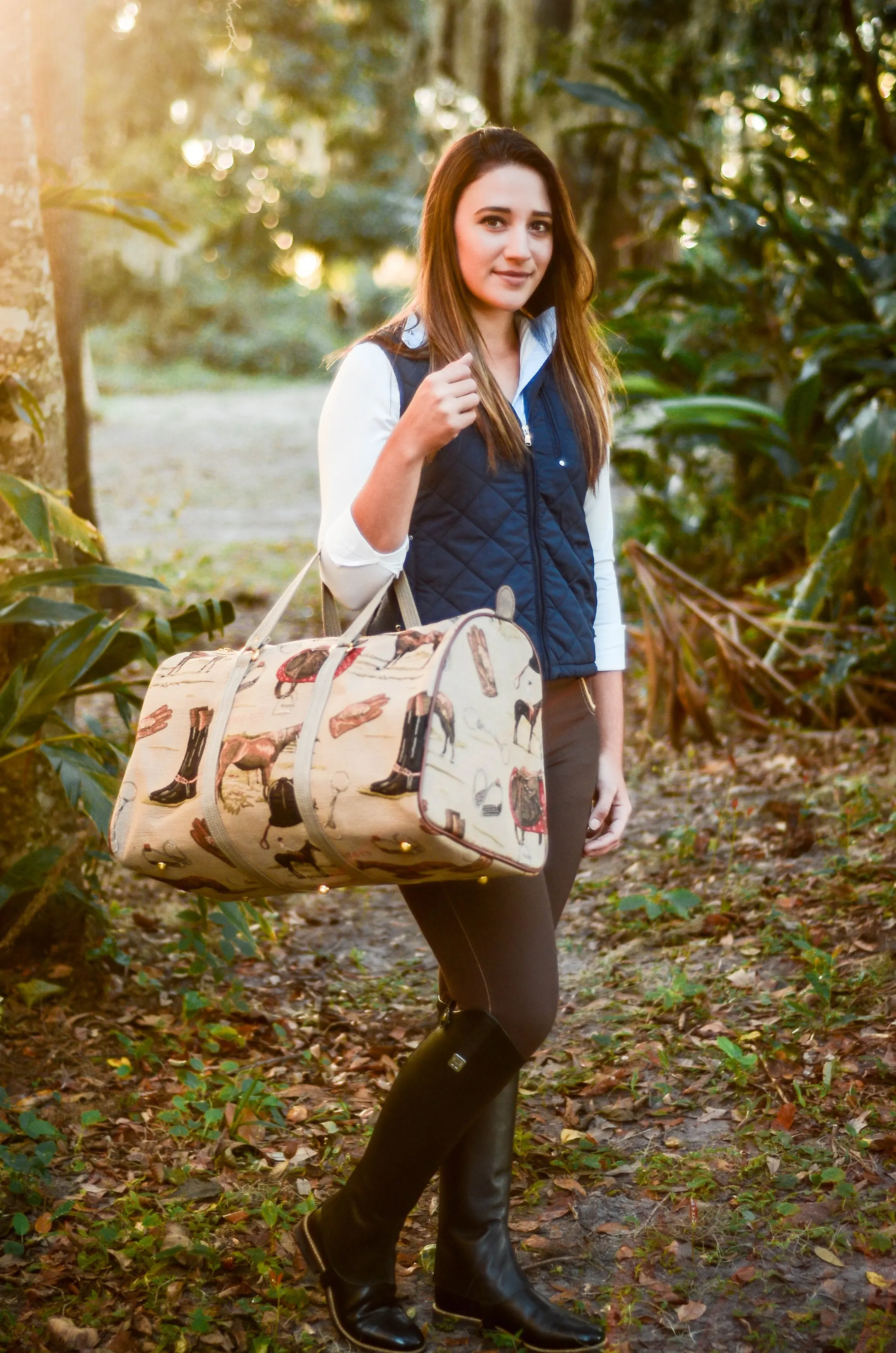 Huntley Equestrian Tapestry Duffle Bag-English Design - Image 11
