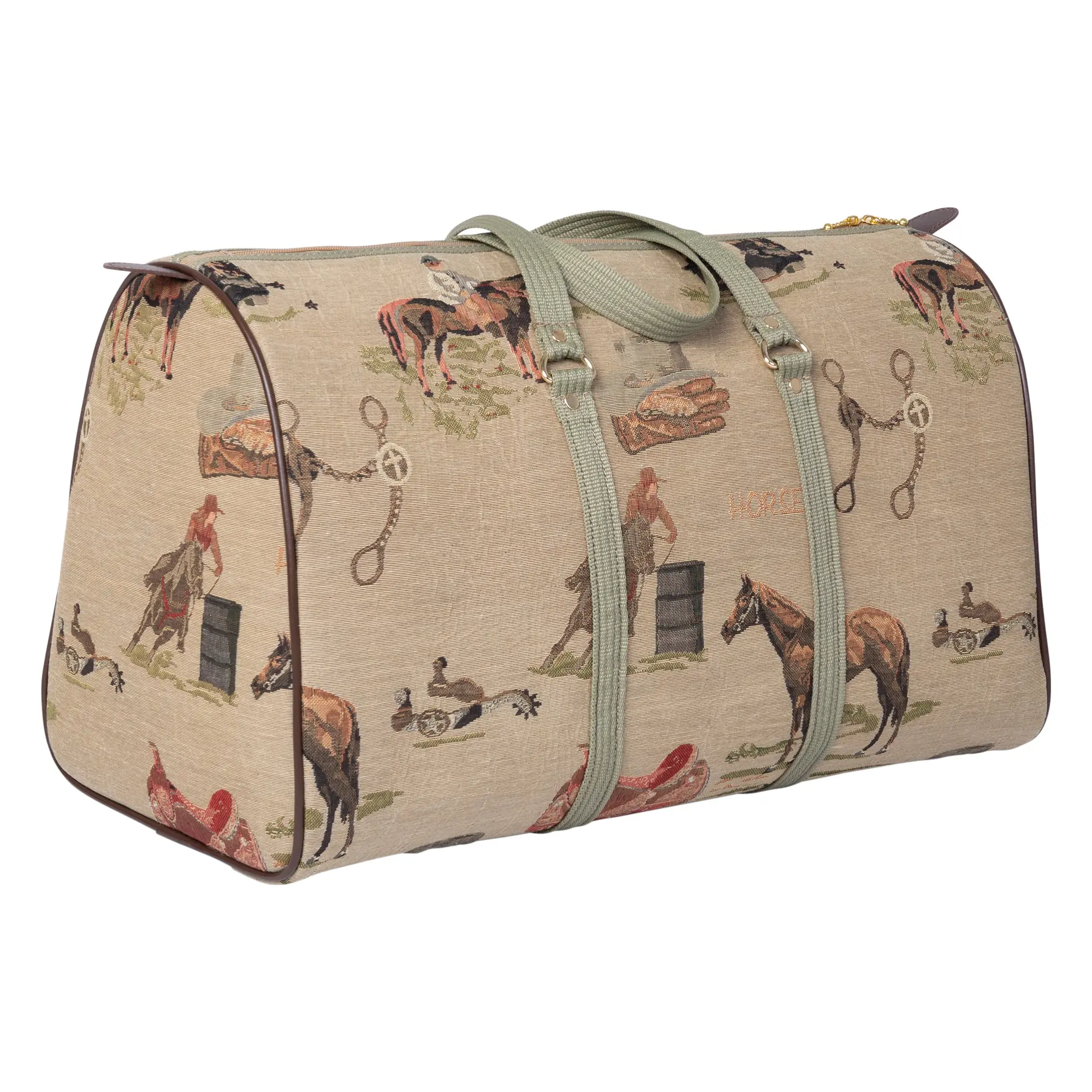 Huntley Equestrian Tapestry Duffle Bag-Western Design - Image 3