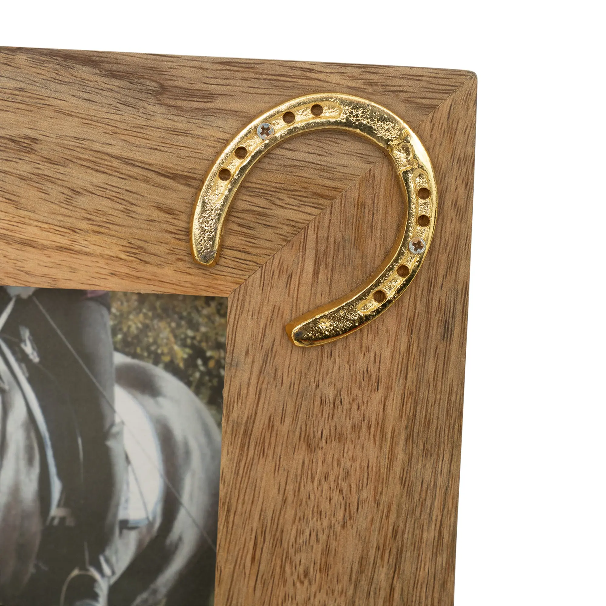 Huntley Equestrian Wooden Picture Frame with Gold Horse Shoes, 5 x 7 - Image 4